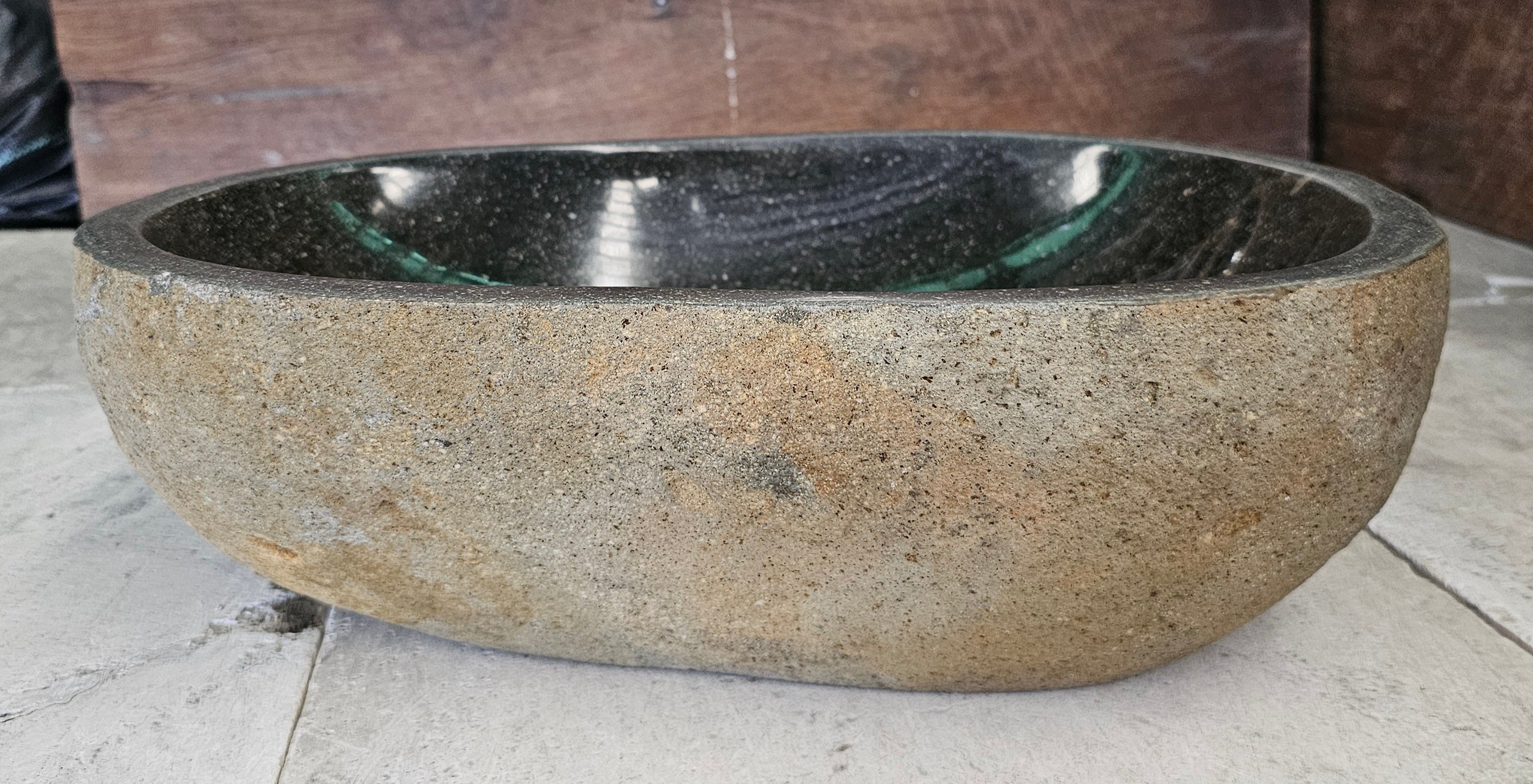 Handmade Natural Oval River Stone  Bathroom Basin  RM 2409027