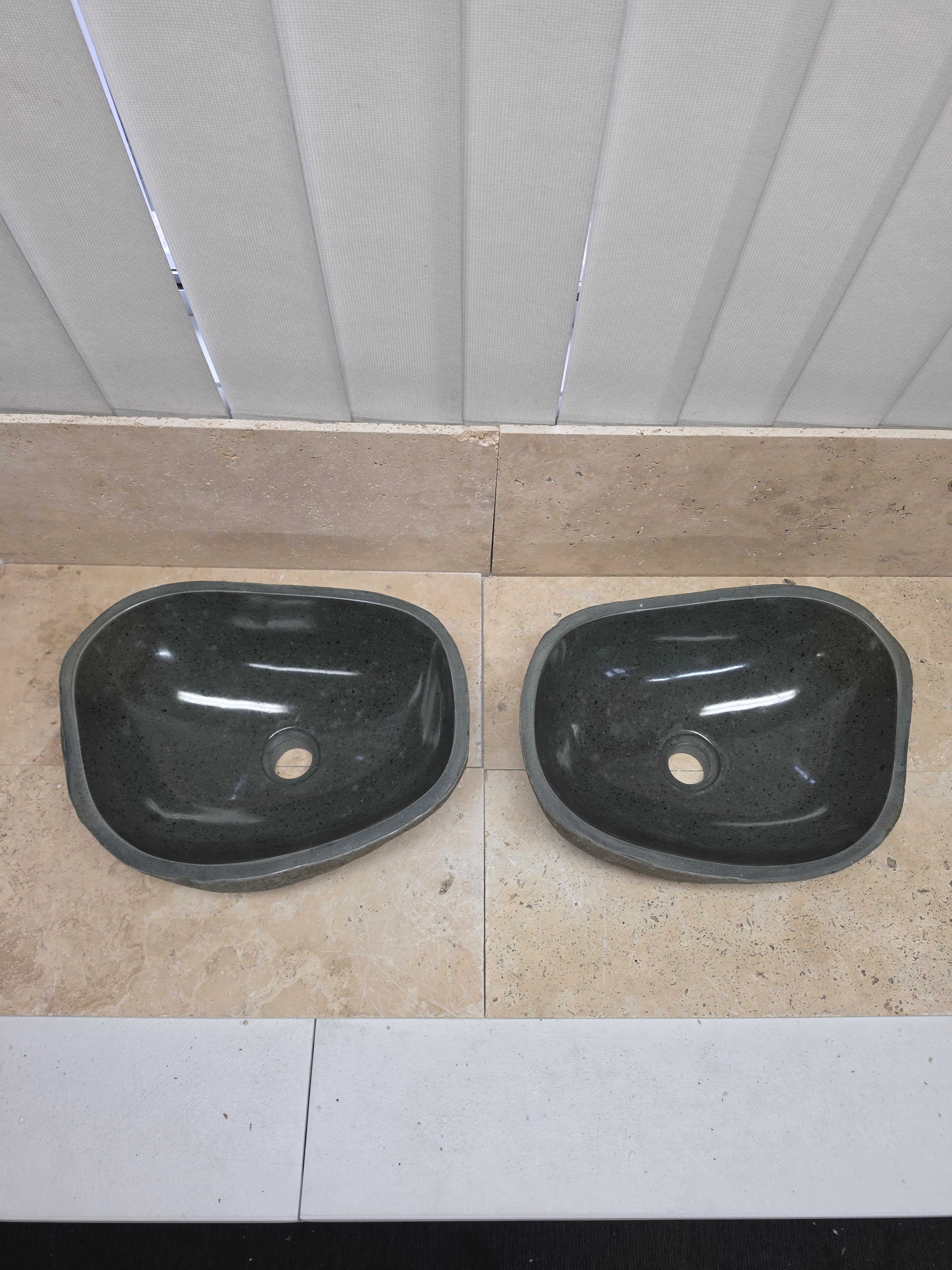 Handmade Natural Oval River Stone  Bathroom Basin TWIN SETS A & B RM 25072020