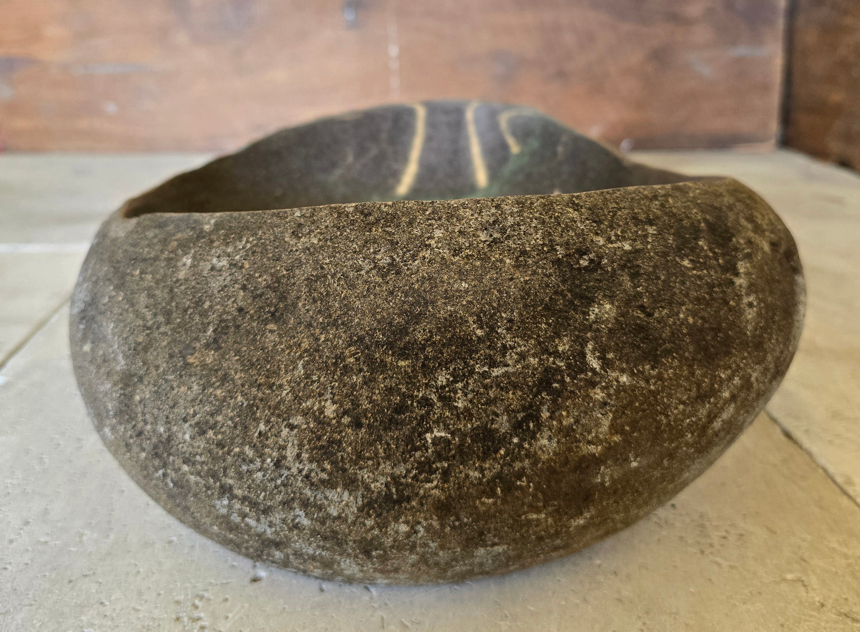 Handmade Natural Oval River Stone  Bathroom Basin  RS 2409082