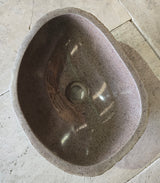 Handmade Natural Oval River Stone  Bathroom Basin  RS 2409076