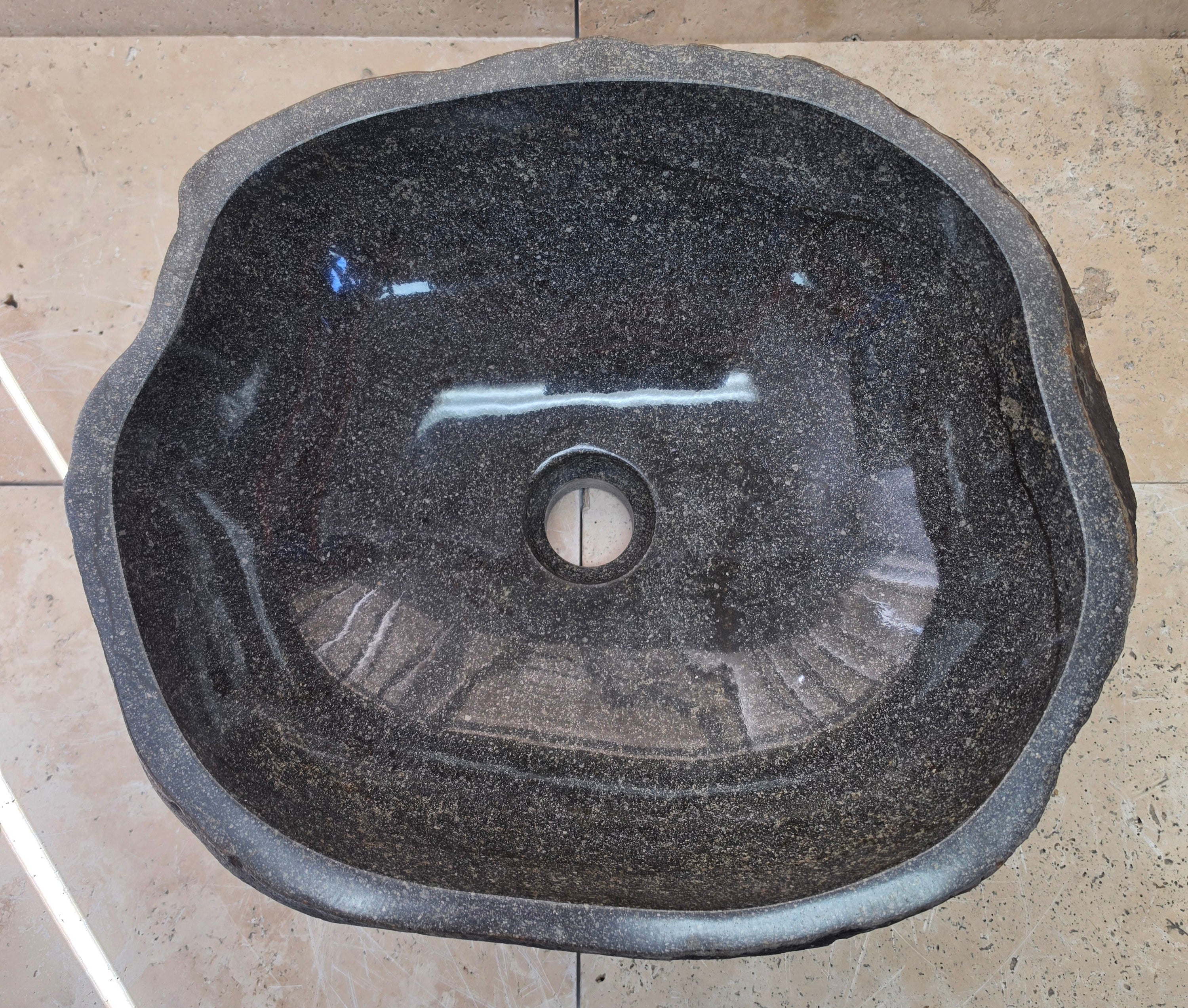 Handmade Natural Oval River Stone  Bathroom Basin  RM 25072059