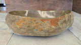 Handmade Natural Oval River Stone  Bathroom Basin  PHM 240917