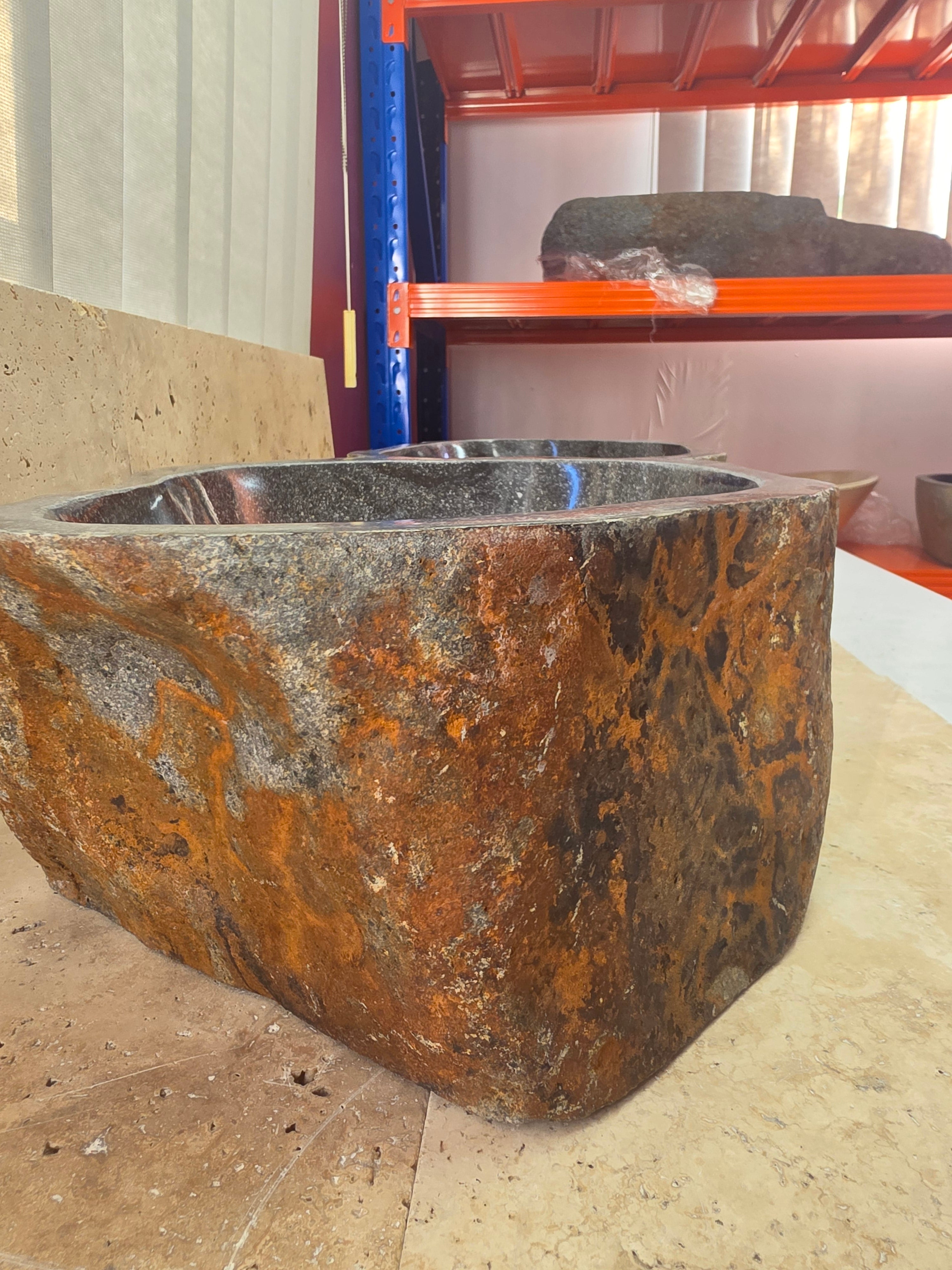 Handmade Natural Oval River Stone  Bathroom Basin TWIN SETS A & B RM 25072030