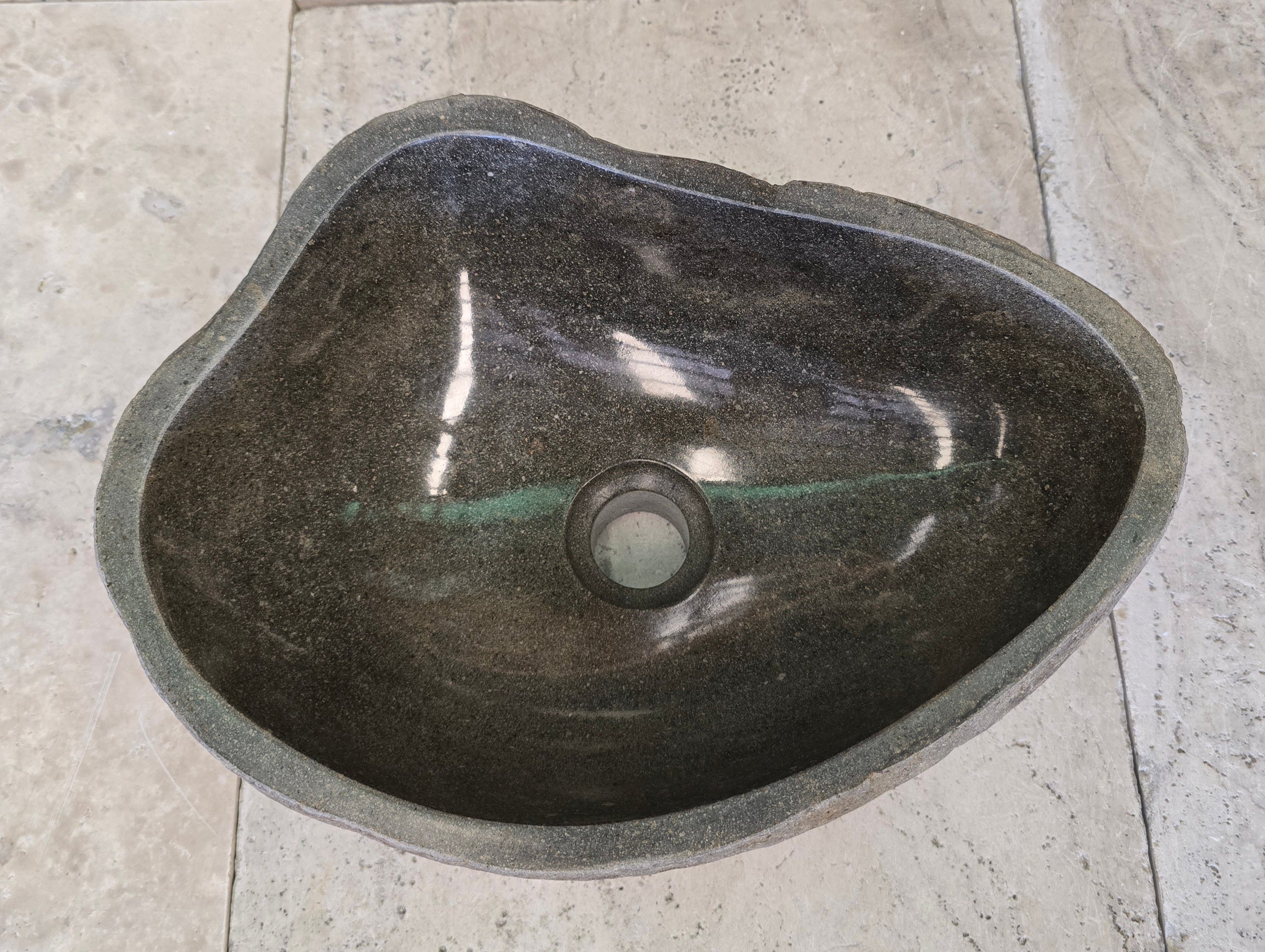 Handmade Natural Oval River Stone  Bathroom Basin  RS 2409074