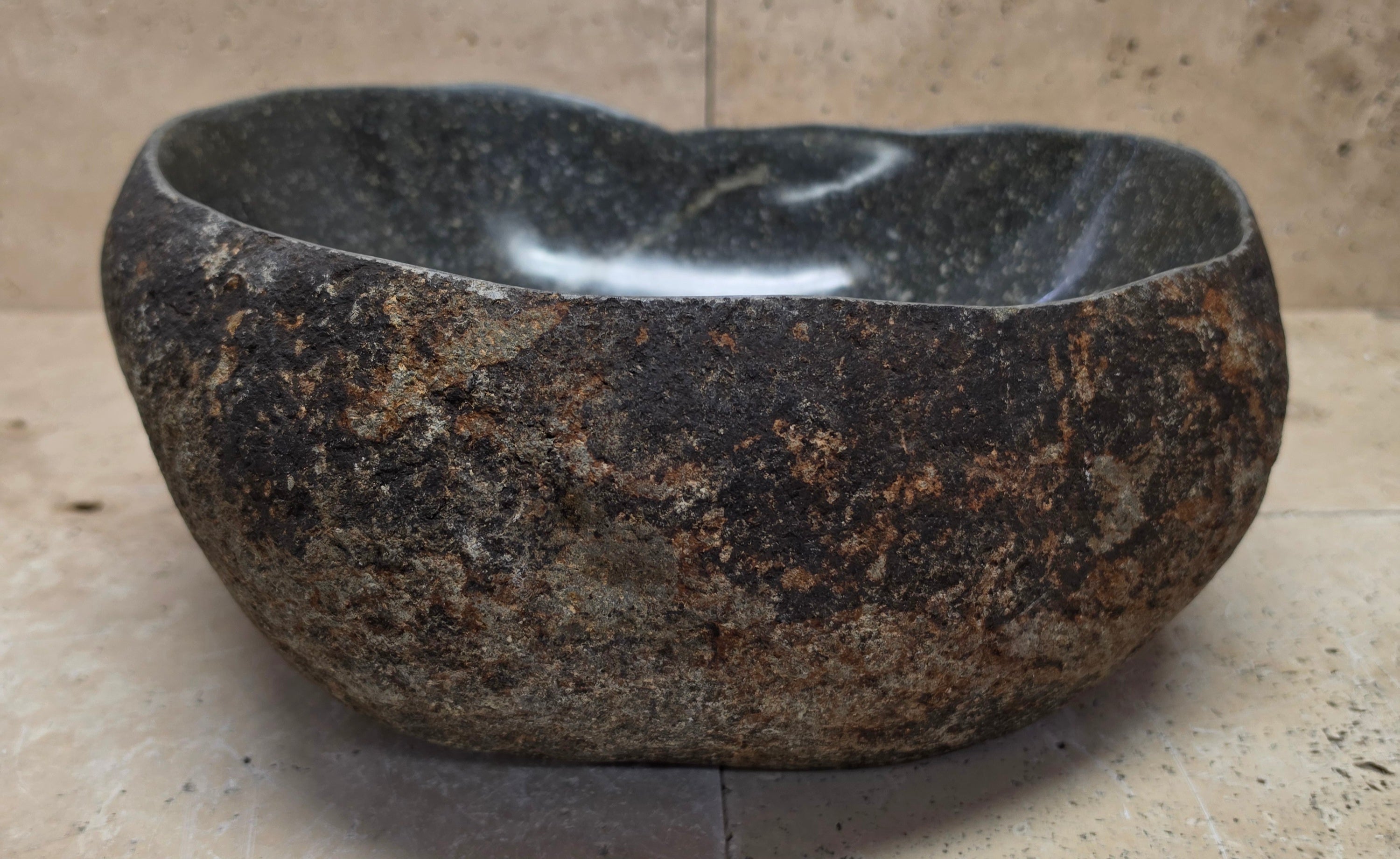 Handmade Natural Oval River Stone  Bathroom Basin  RVS 24090021