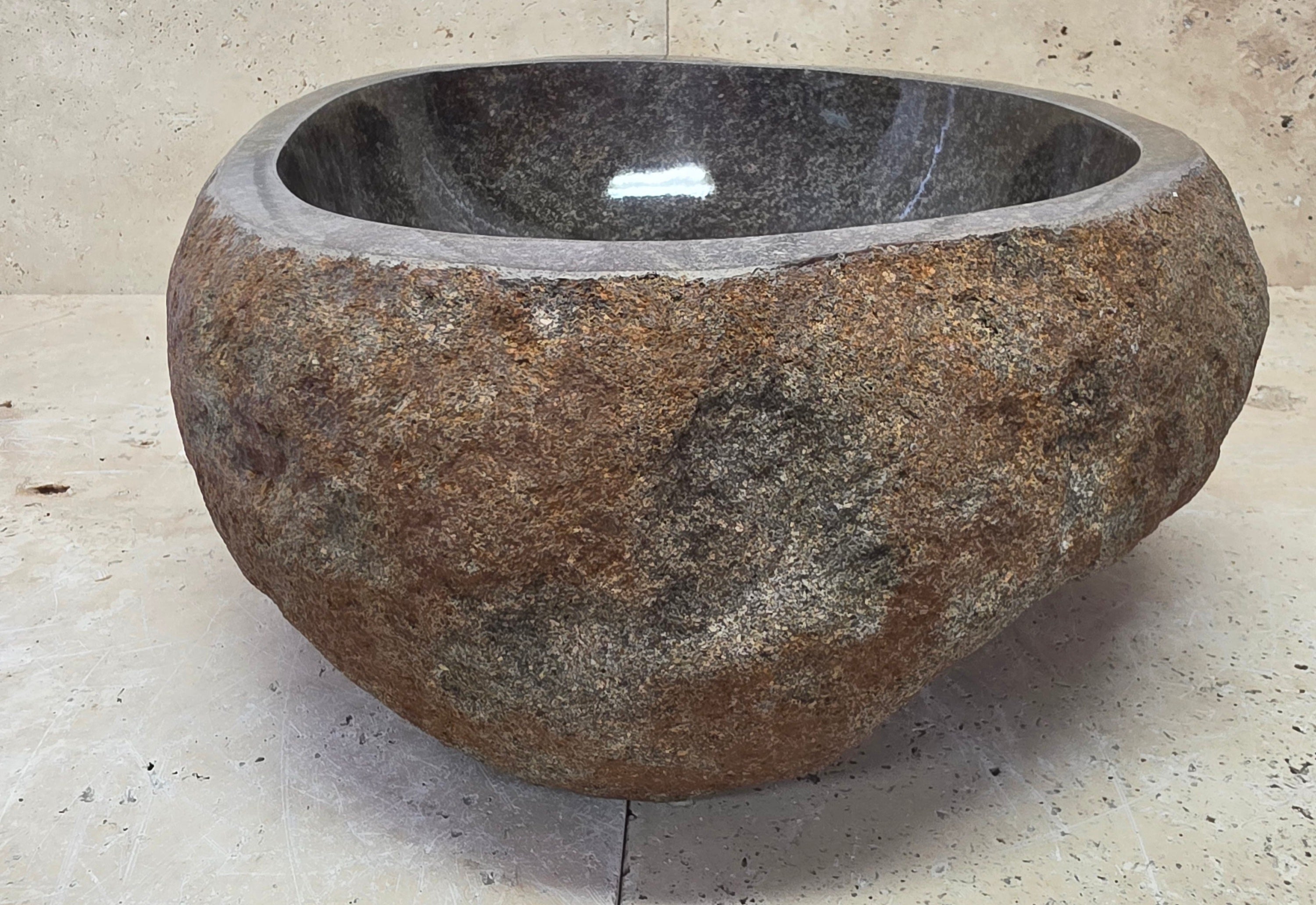Handmade Natural Oval River Stone  Bathroom Basin  RS 25072048
