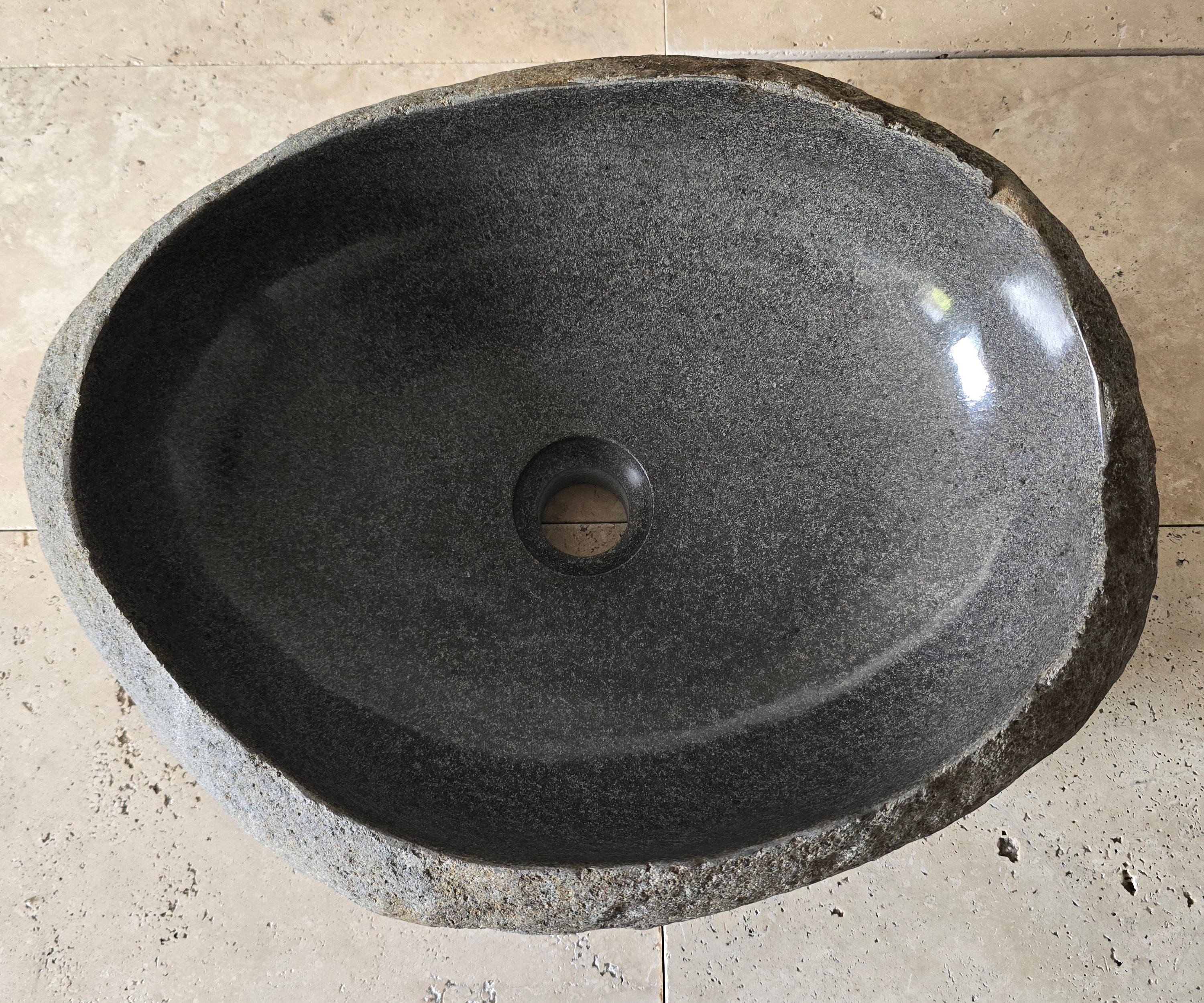 Handmade Natural Oval River Stone  Bathroom Basin  RVM 2409077