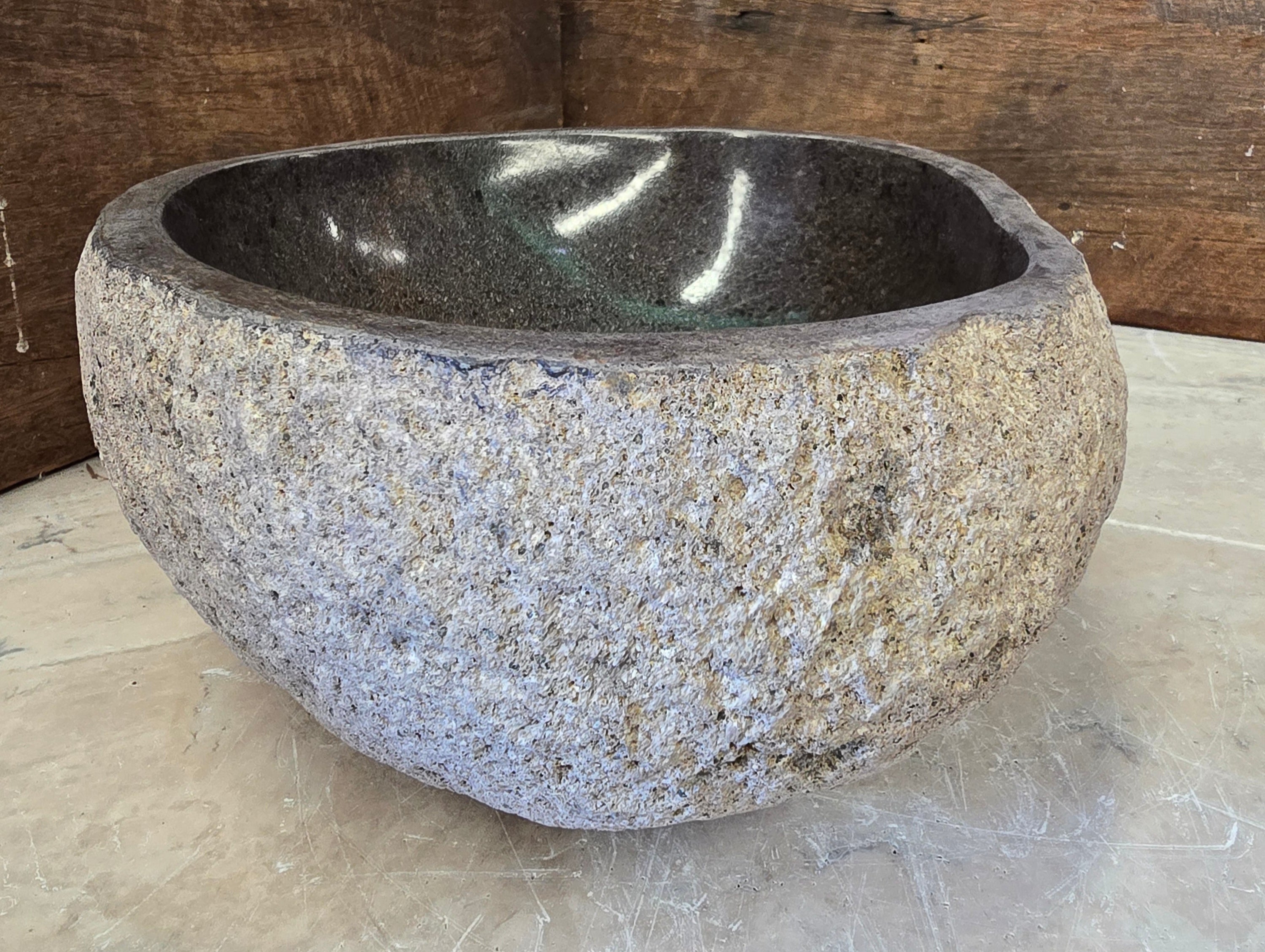 Handmade Natural Oval River Stone  Bathroom Basin  RS 2409018