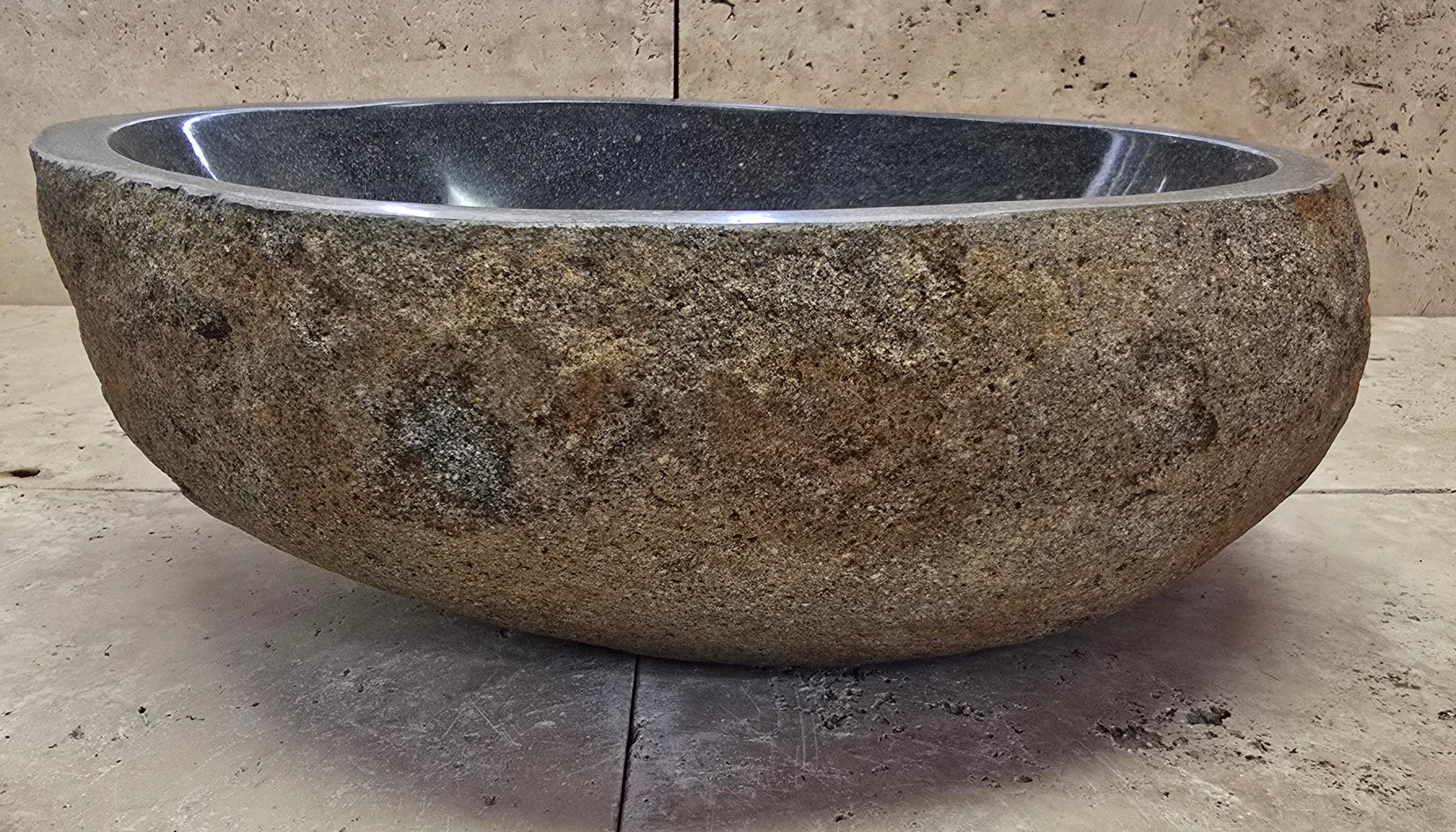 Handmade Natural Oval River Stone  Bathroom Basin  RS 2409016