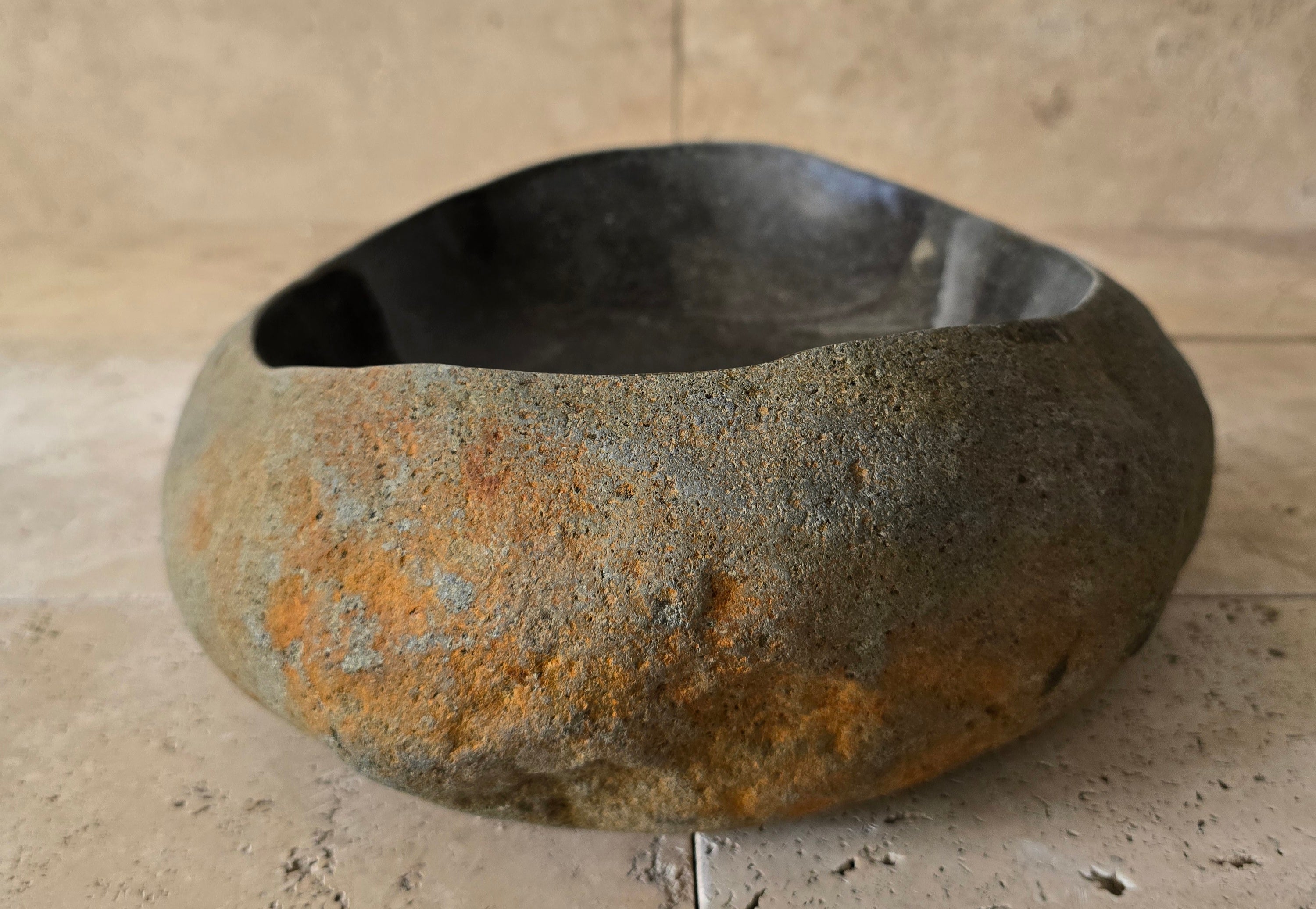 Handmade Natural Oval River Stone  Bathroom Basin  RVM 2409081
