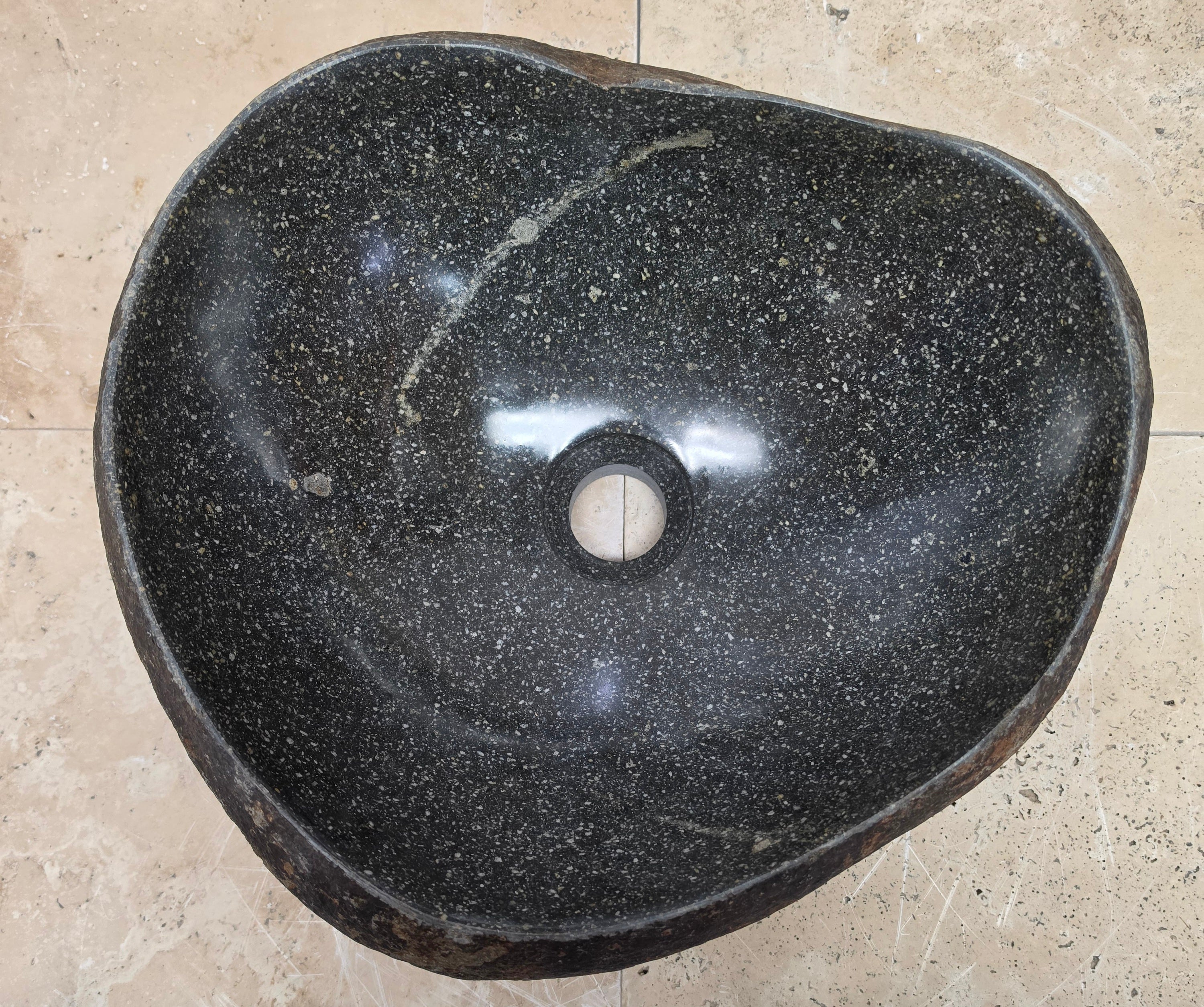 Handmade Natural Oval River Stone  Bathroom Basin  RVS 24090021