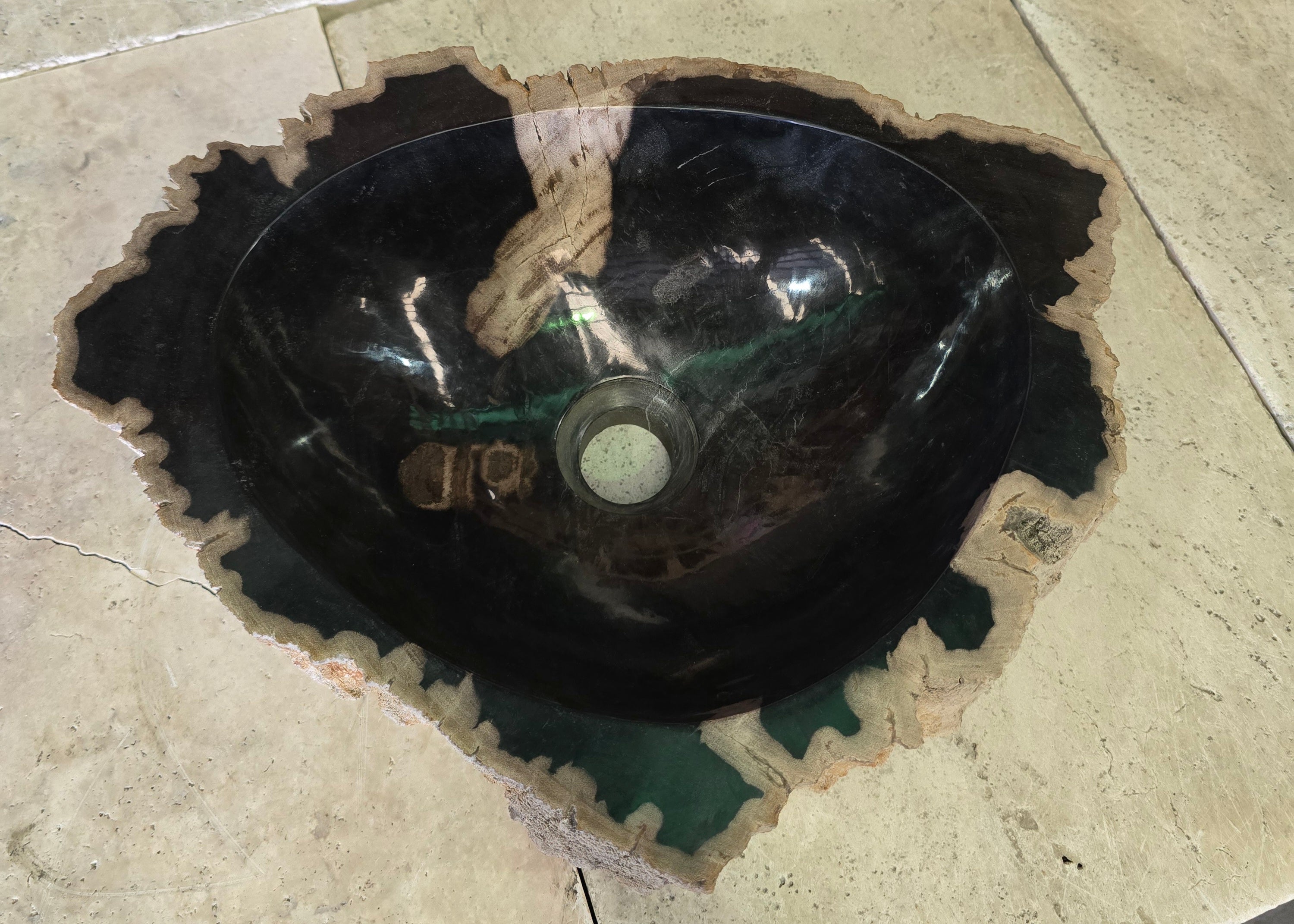 Natural Handmade Petrified Wood Basin - FSB 5060003