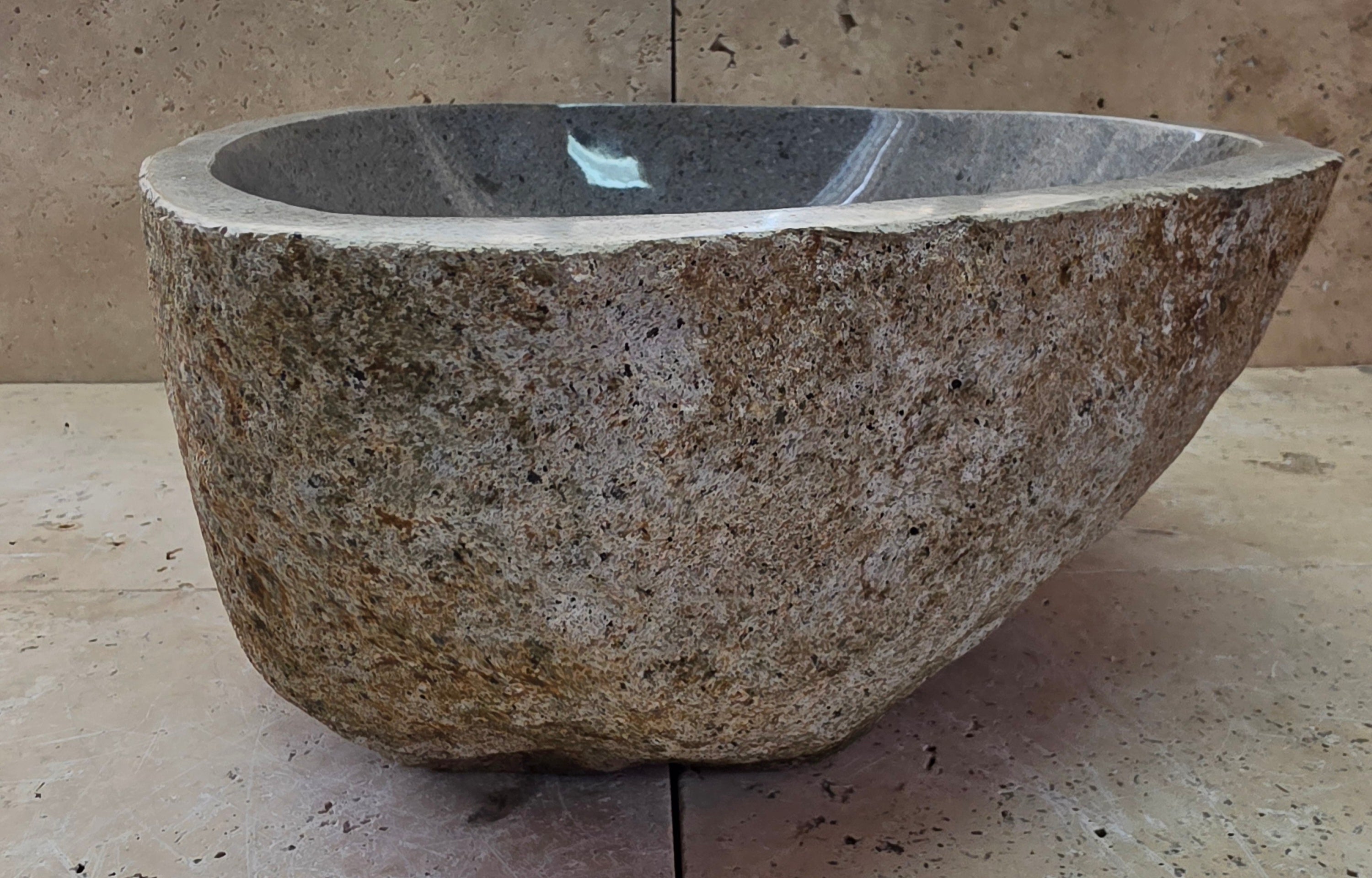 Handmade Natural Oval River Stone  Bathroom Basin  RM 25072053