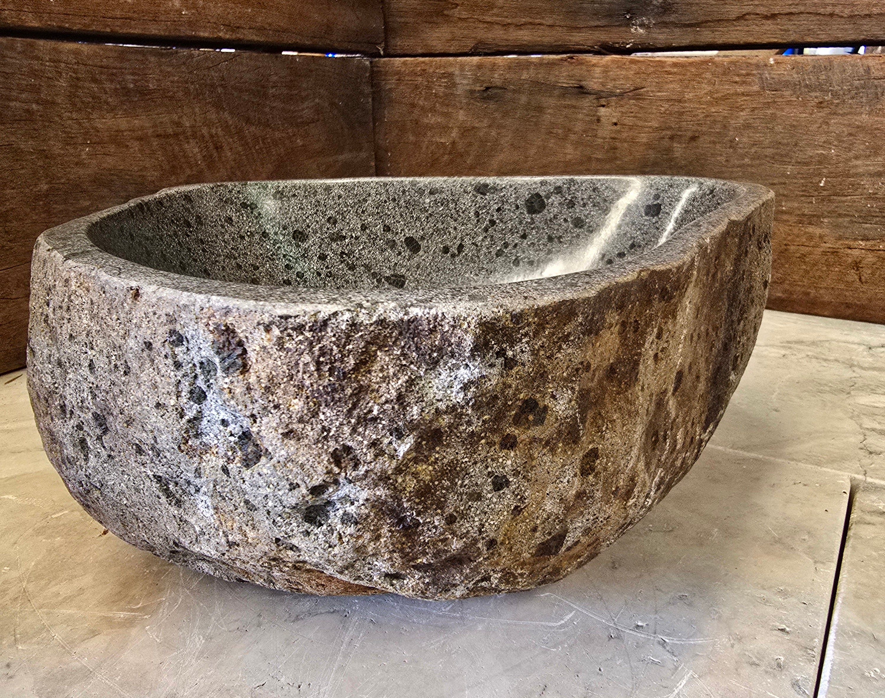 Handmade Natural Oval River Stone  Bathroom Basin  RS 24090115