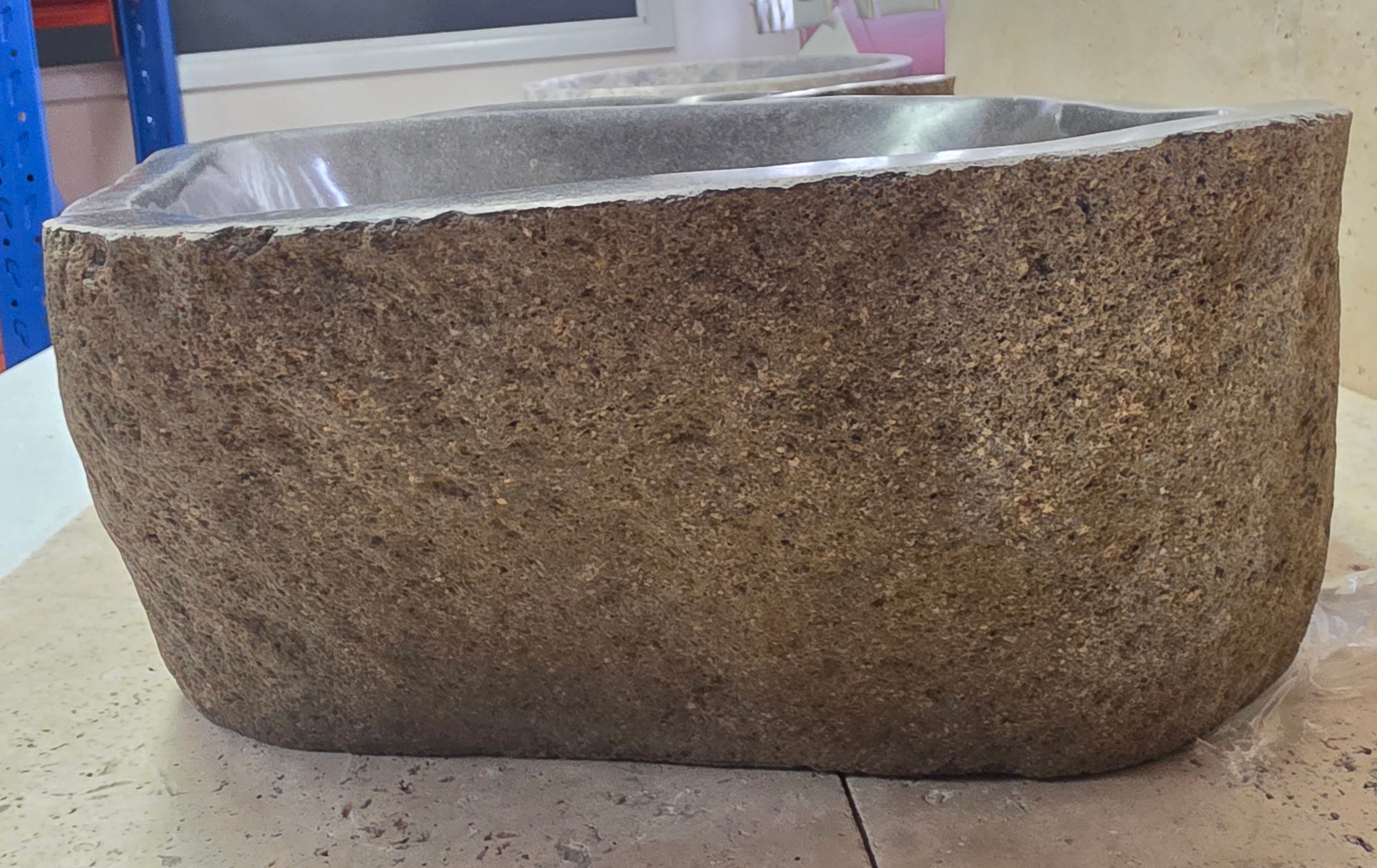 Handmade Natural Oval River Stone  Bathroom Basin TWIN SETS A & B RS 25072055