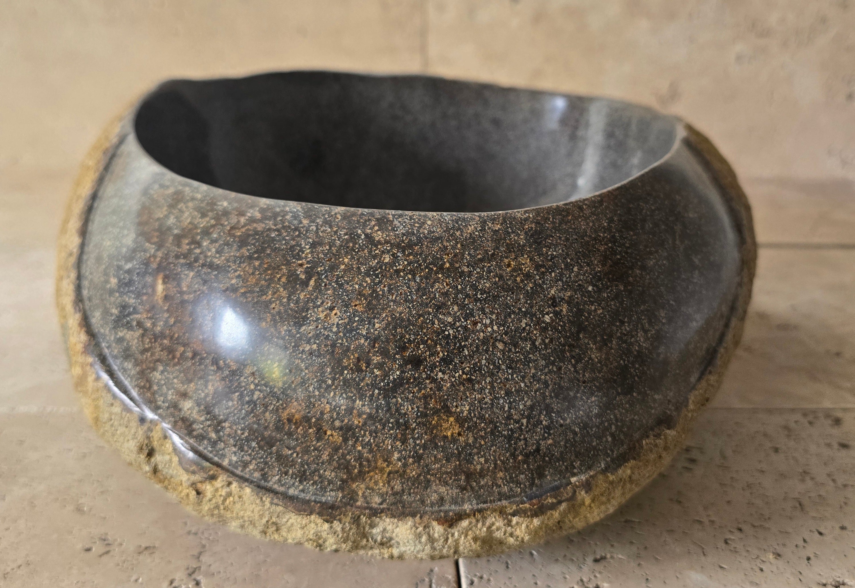 Handmade Natural Oval River Stone  Bathroom Basin  PHM 240922