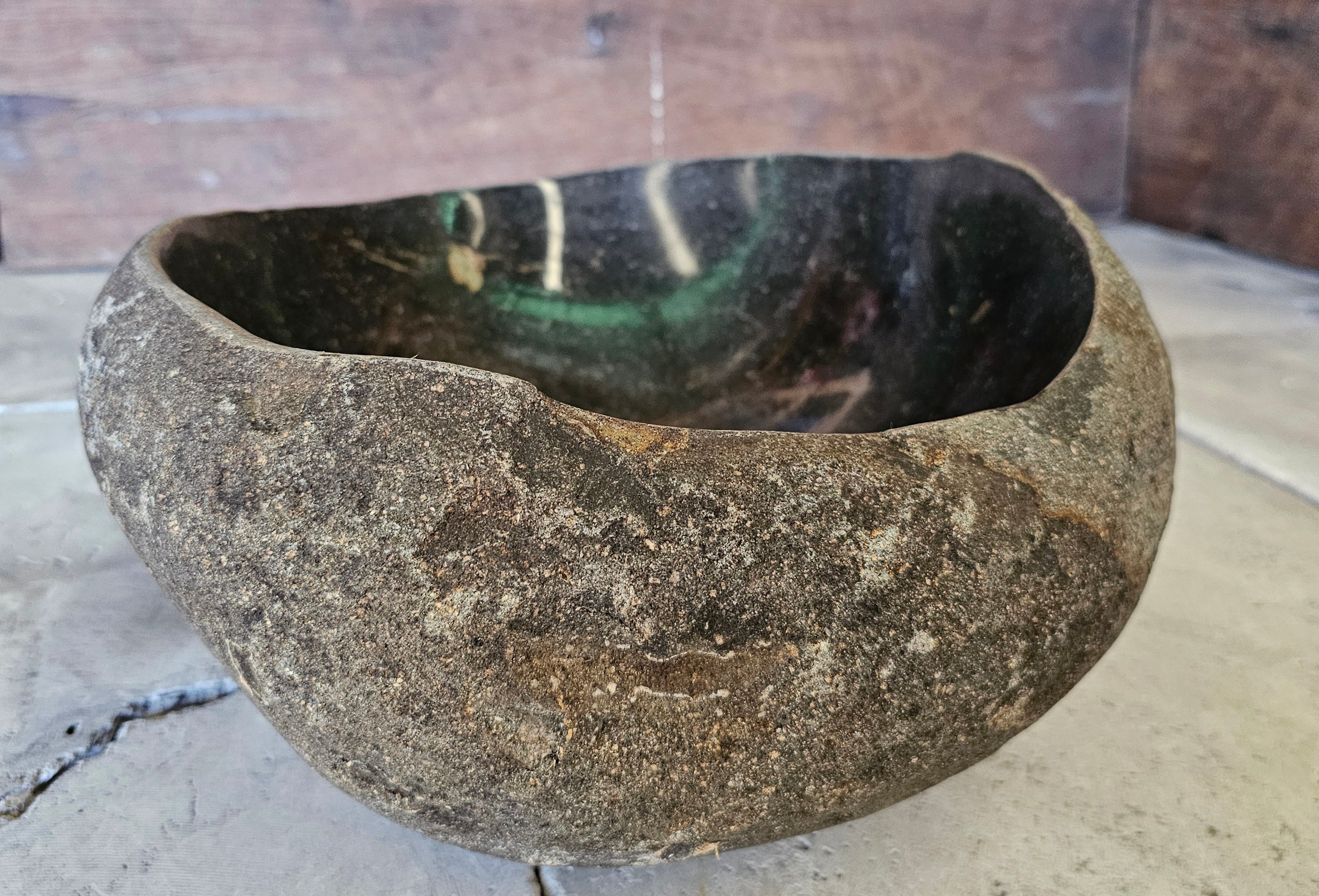 Handmade Natural Oval River Stone  Bathroom Basin  RVM 2409014