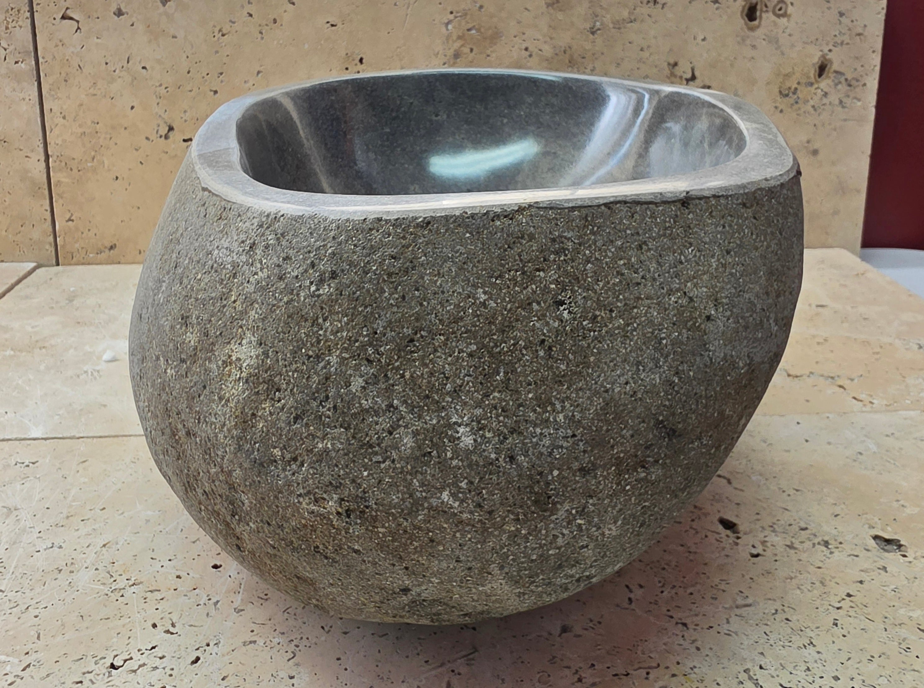 Handmade Natural Oval River Stone  Bathroom Basin  RS 2409133