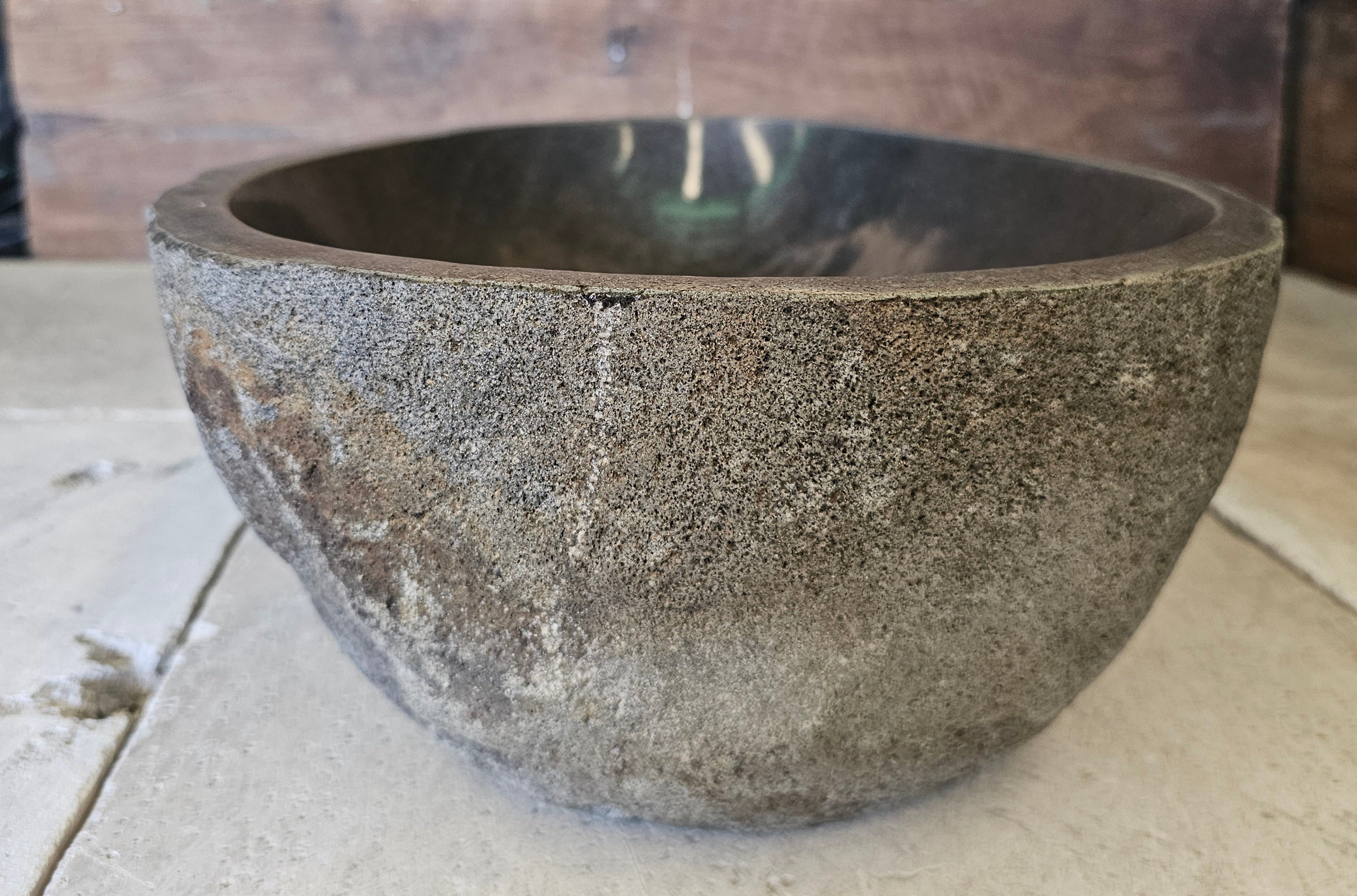 Handmade Natural Oval River Stone  Bathroom Basin  RL 240946