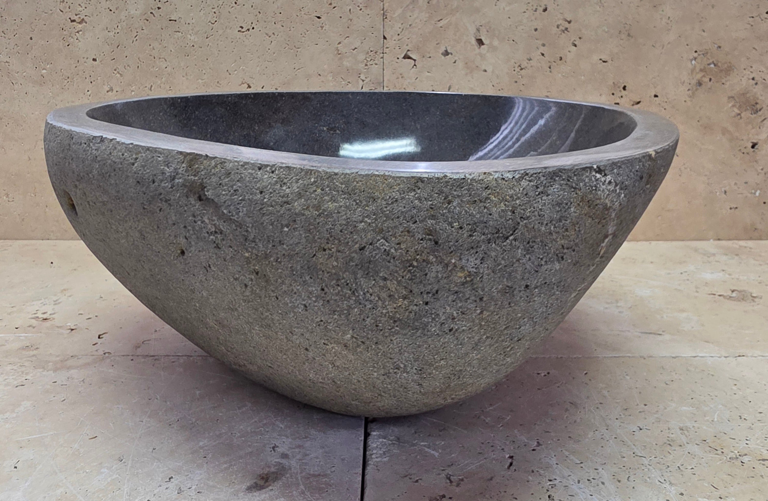Handmade Natural Oval River Stone  Bathroom Basin  RS 240925