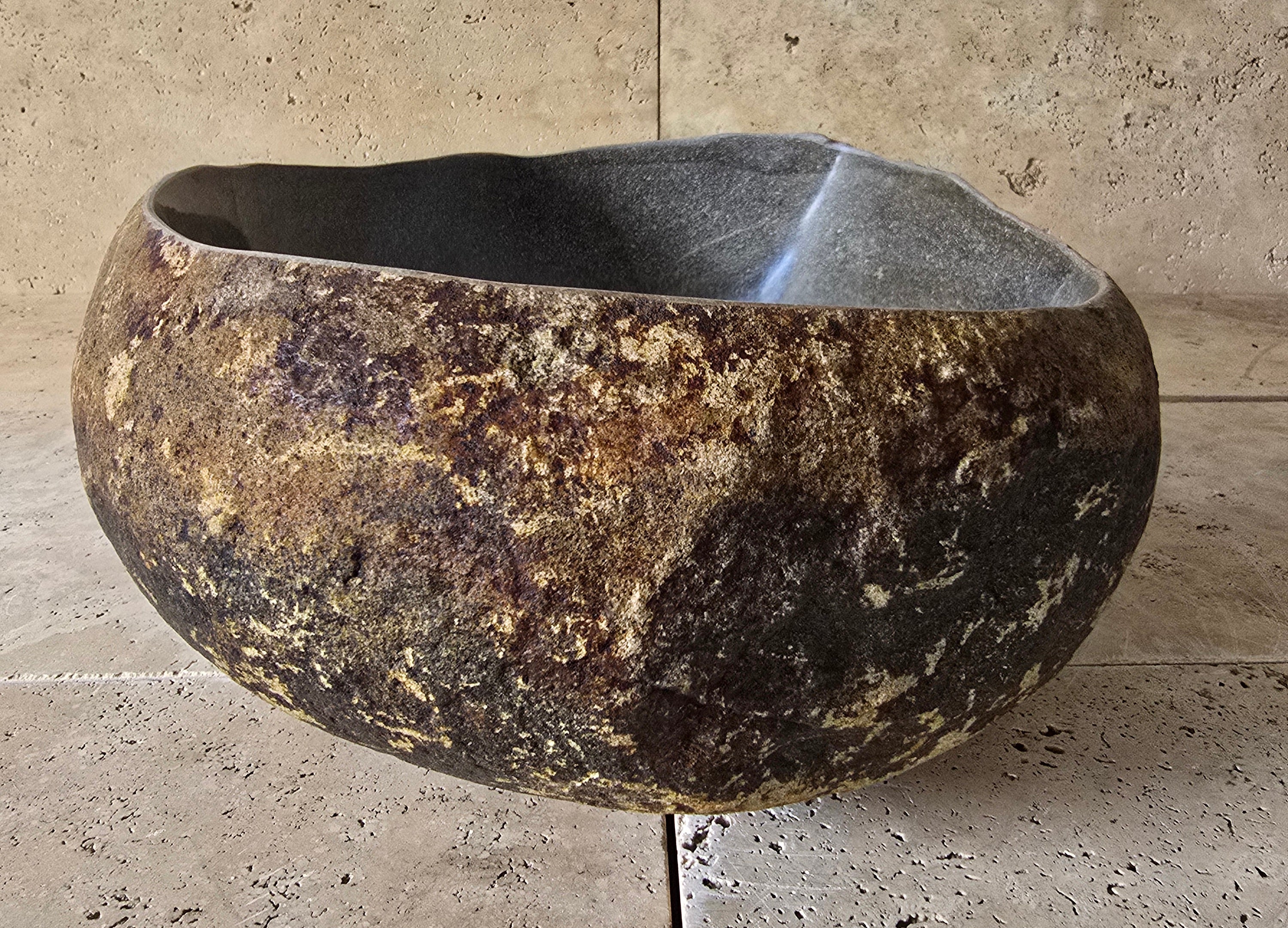 Handmade Natural Oval River Stone  Bathroom Basin  RVM 2409020