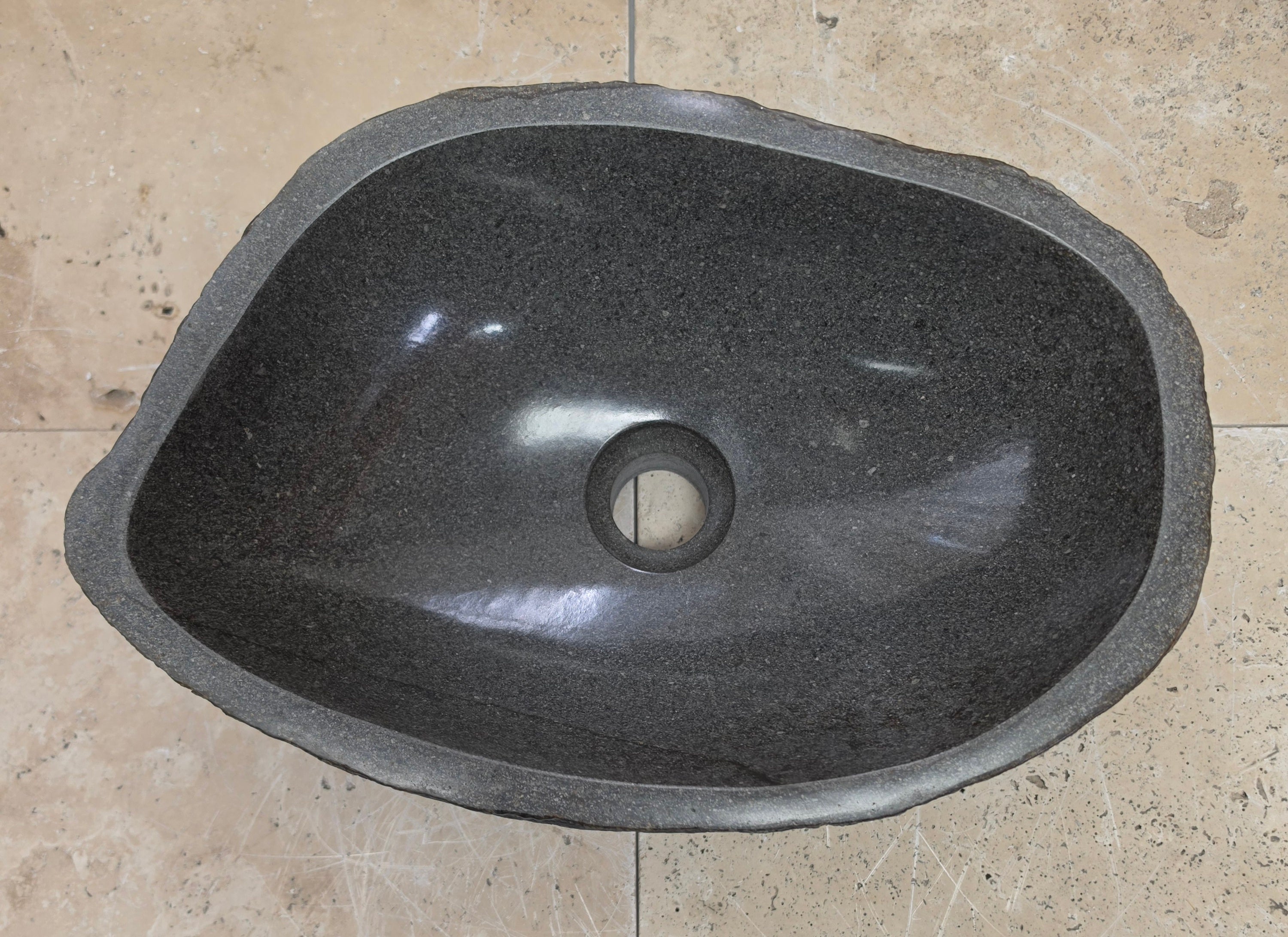 Handmade Natural Oval River Stone  Bathroom Basin  RS 2409130