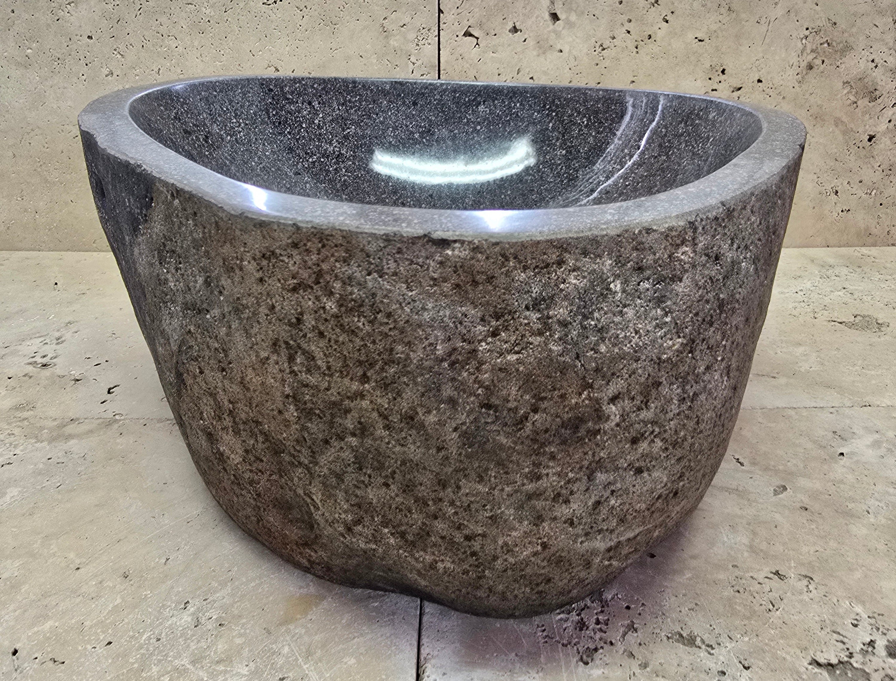 Handmade Natural Oval River Stone  Bathroom Basin  RS 2409028