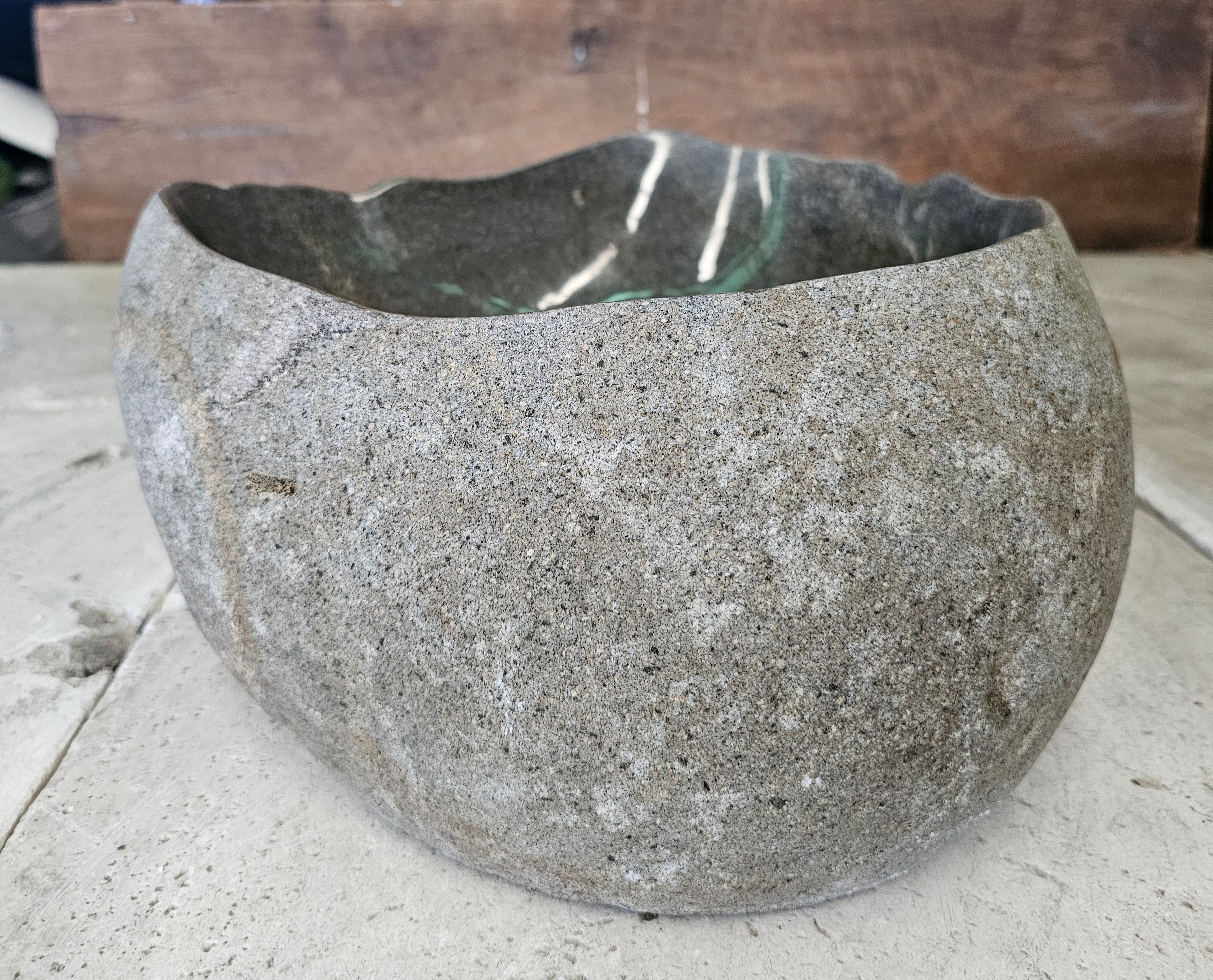 Handmade Natural Oval River Stone  Bathroom Basin  RS 2409072