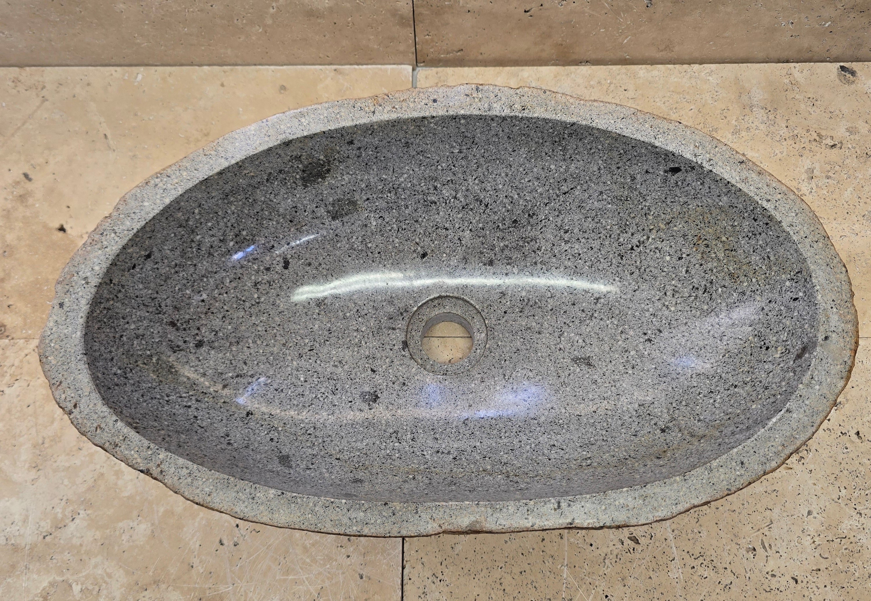 Handmade Natural Oval River Stone  Bathroom Basin  RL 240916