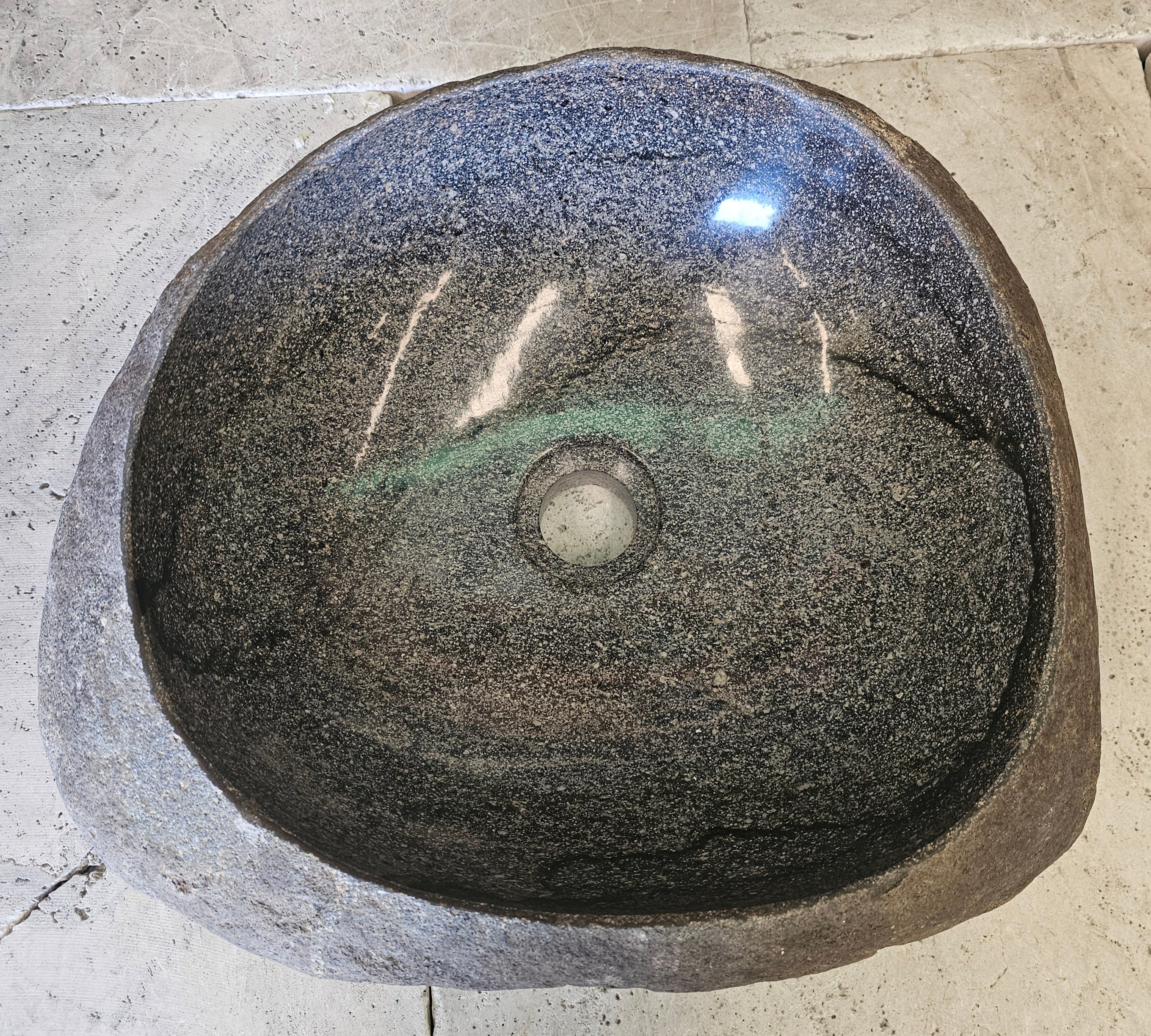 Handmade Natural Oval River Stone  Bathroom Basin  RVM 2409001