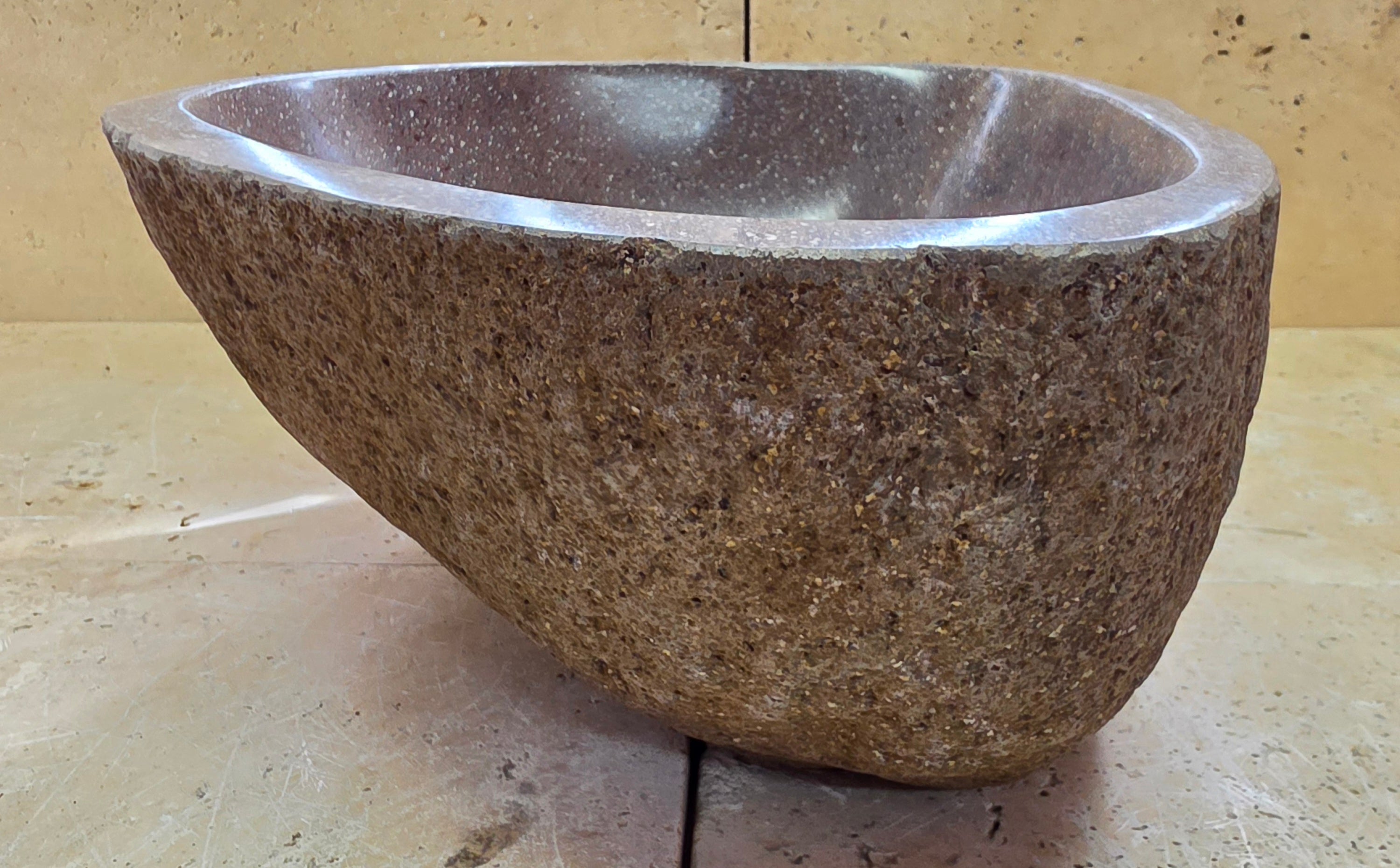 Handmade Natural Oval River Stone  Bathroom Basin  RS 2409030