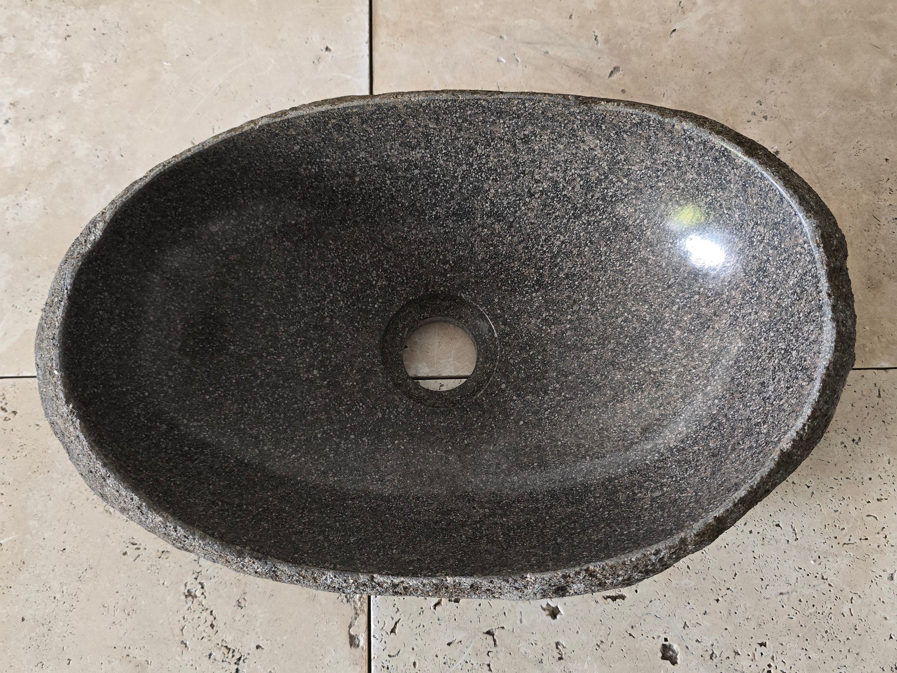 Handmade Natural Oval River Stone  Bathroom Basin  RVM 2409085