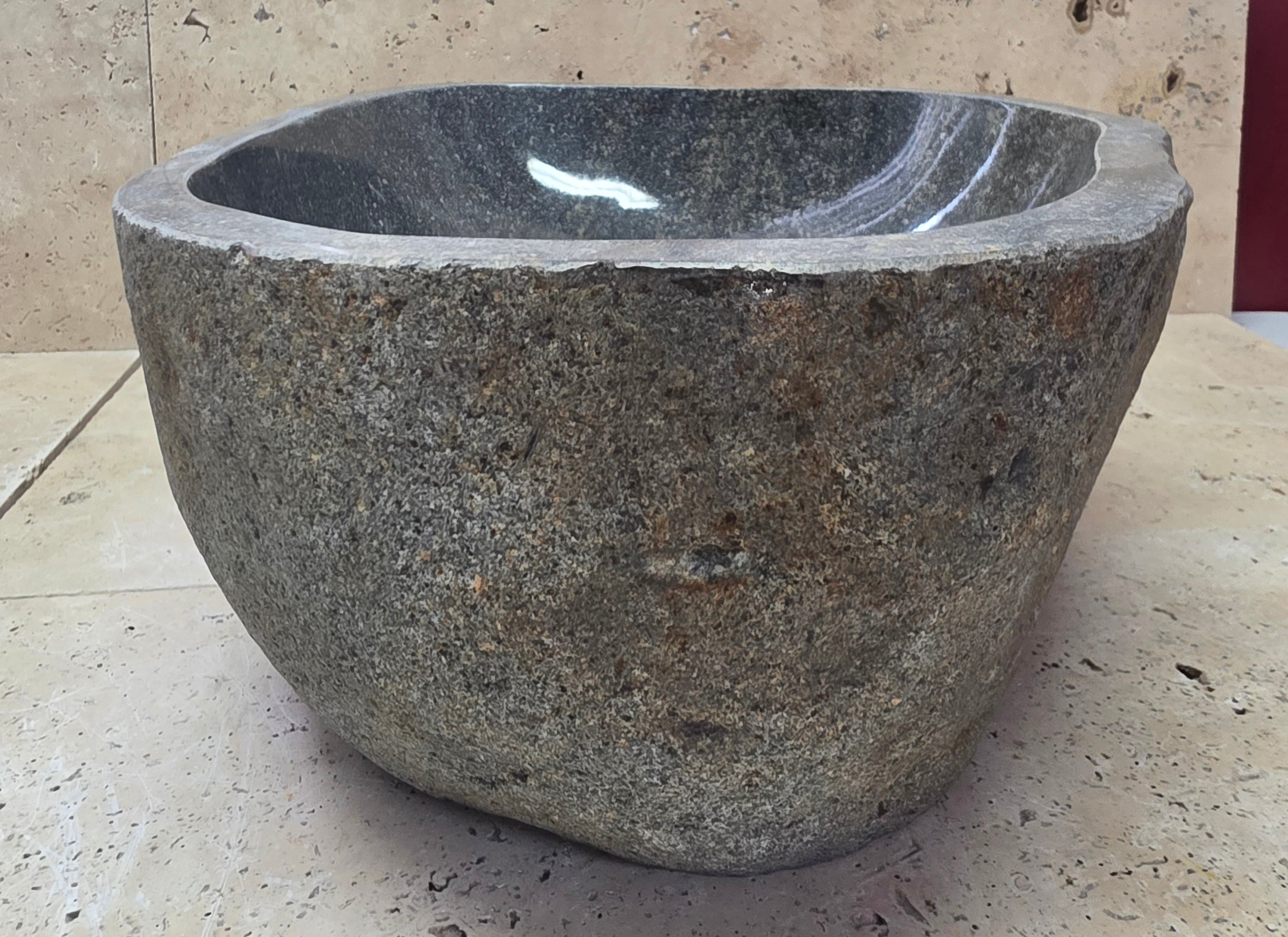 Handmade Natural Oval River Stone  Bathroom Basin TWIN SETS A & B RS 25072003