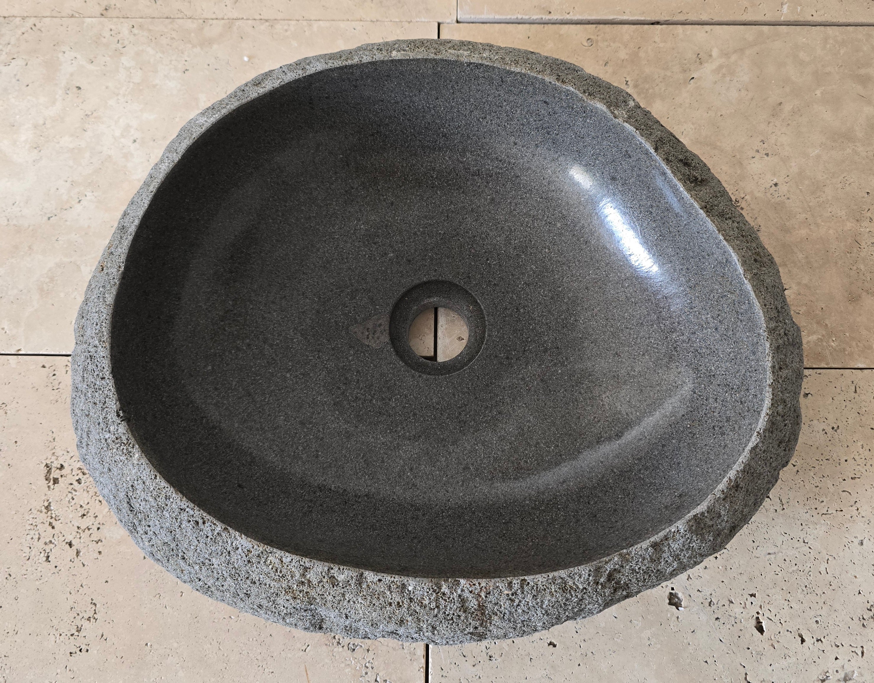 Handmade Natural Oval River Stone  Bathroom Basin  RVM 2409084