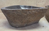 Handmade Natural Oval River Stone  Bathroom Basin TWIN SETS A & B RS 25072055