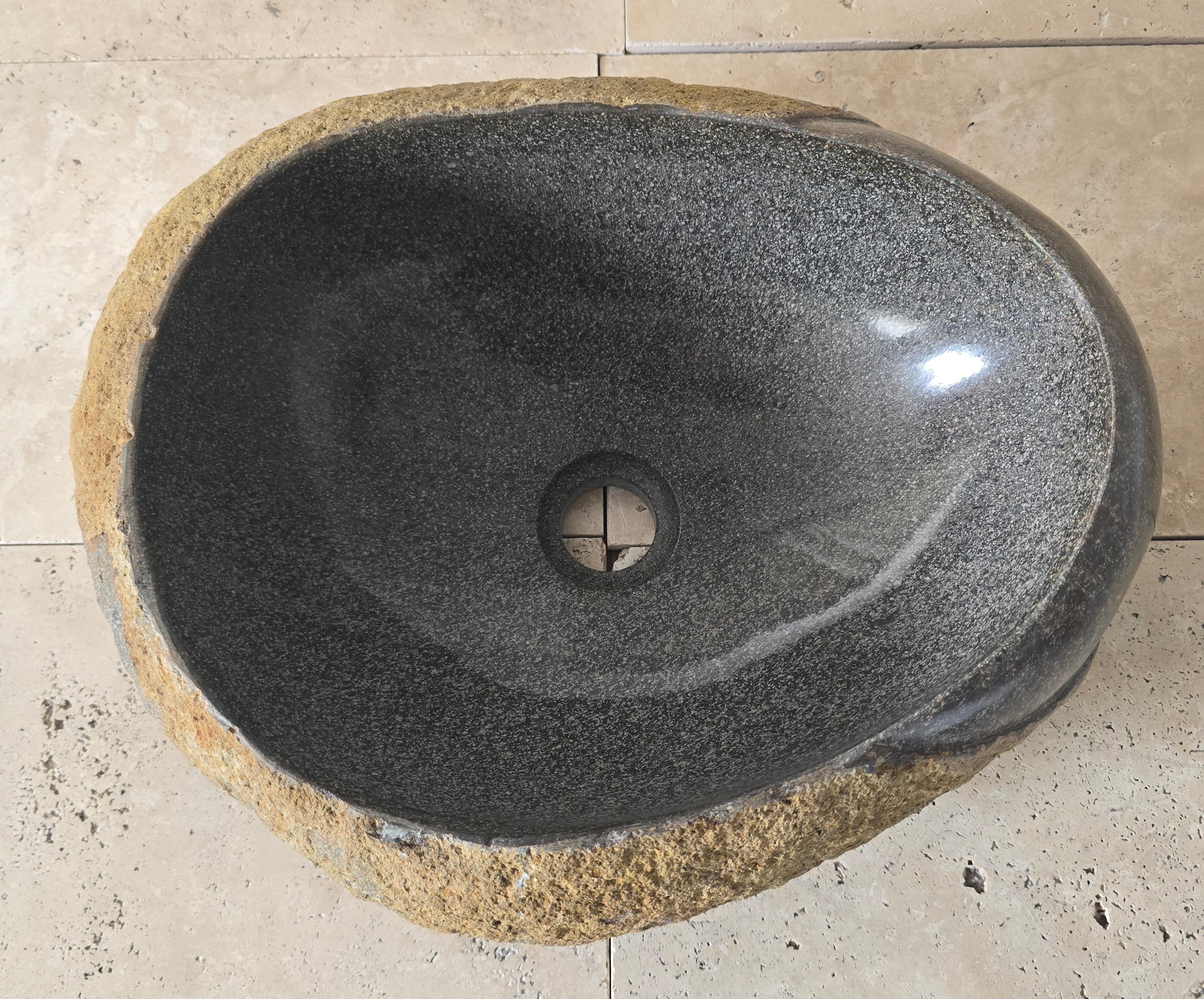 Handmade Natural Oval River Stone  Bathroom Basin  PHM 240922