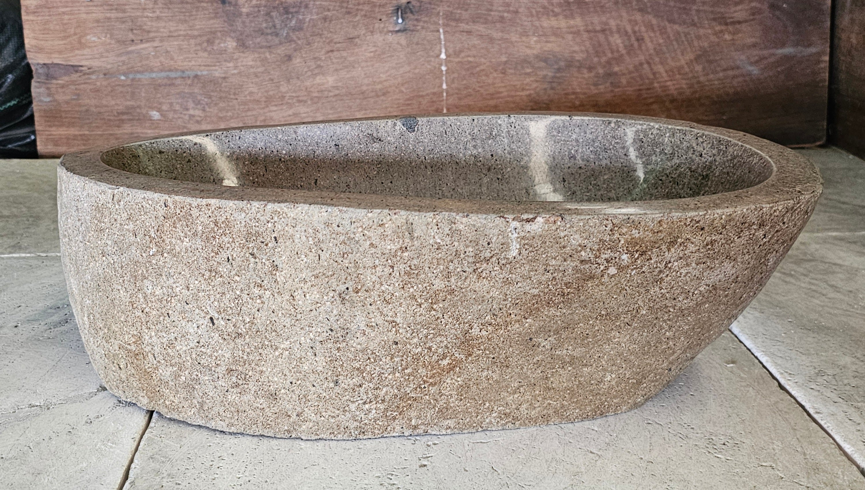 Handmade Natural Oval River Stone  Bathroom Basin  RL 2409220