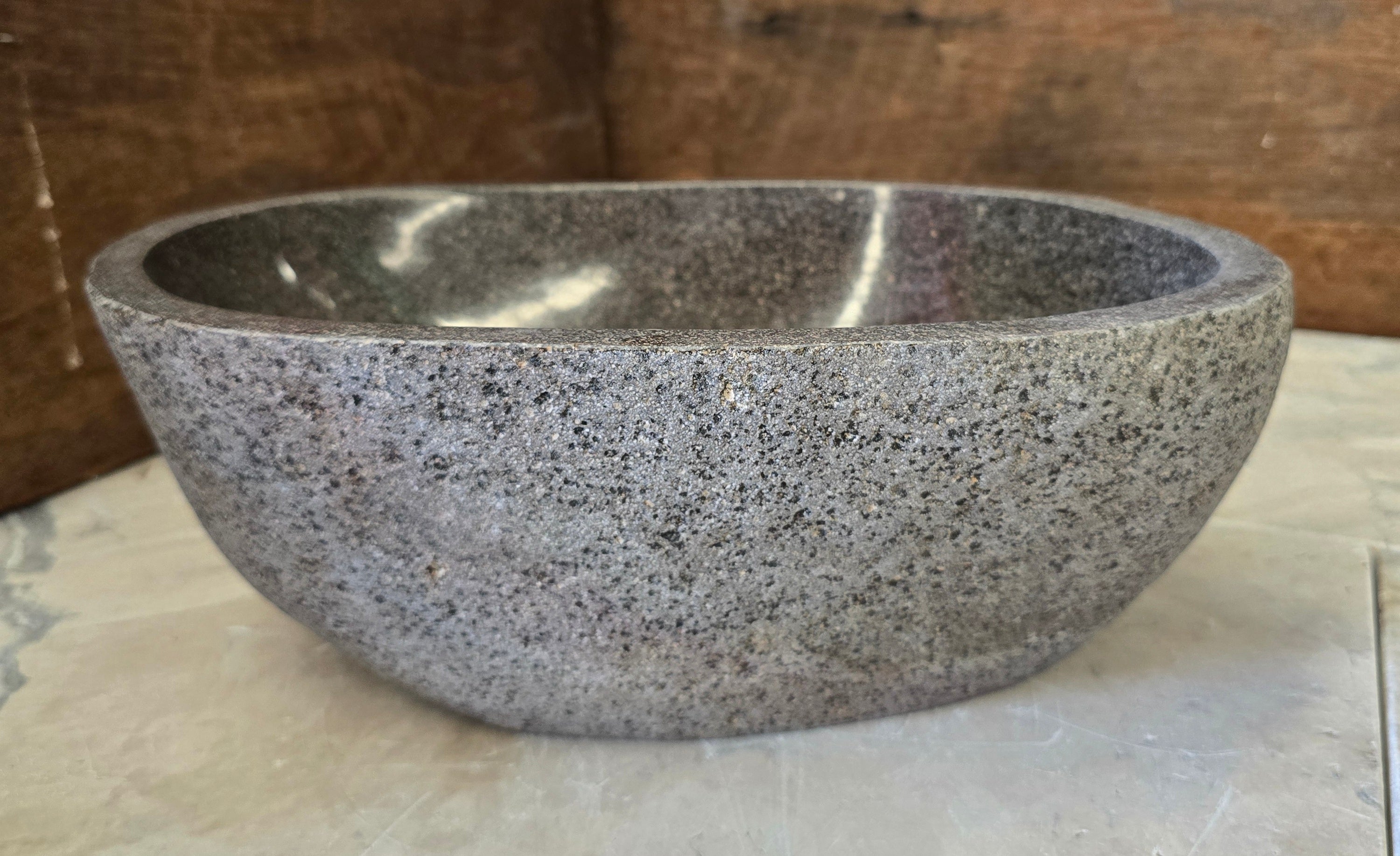 Handmade Natural Oval River Stone  Bathroom Basin  RS 2409078