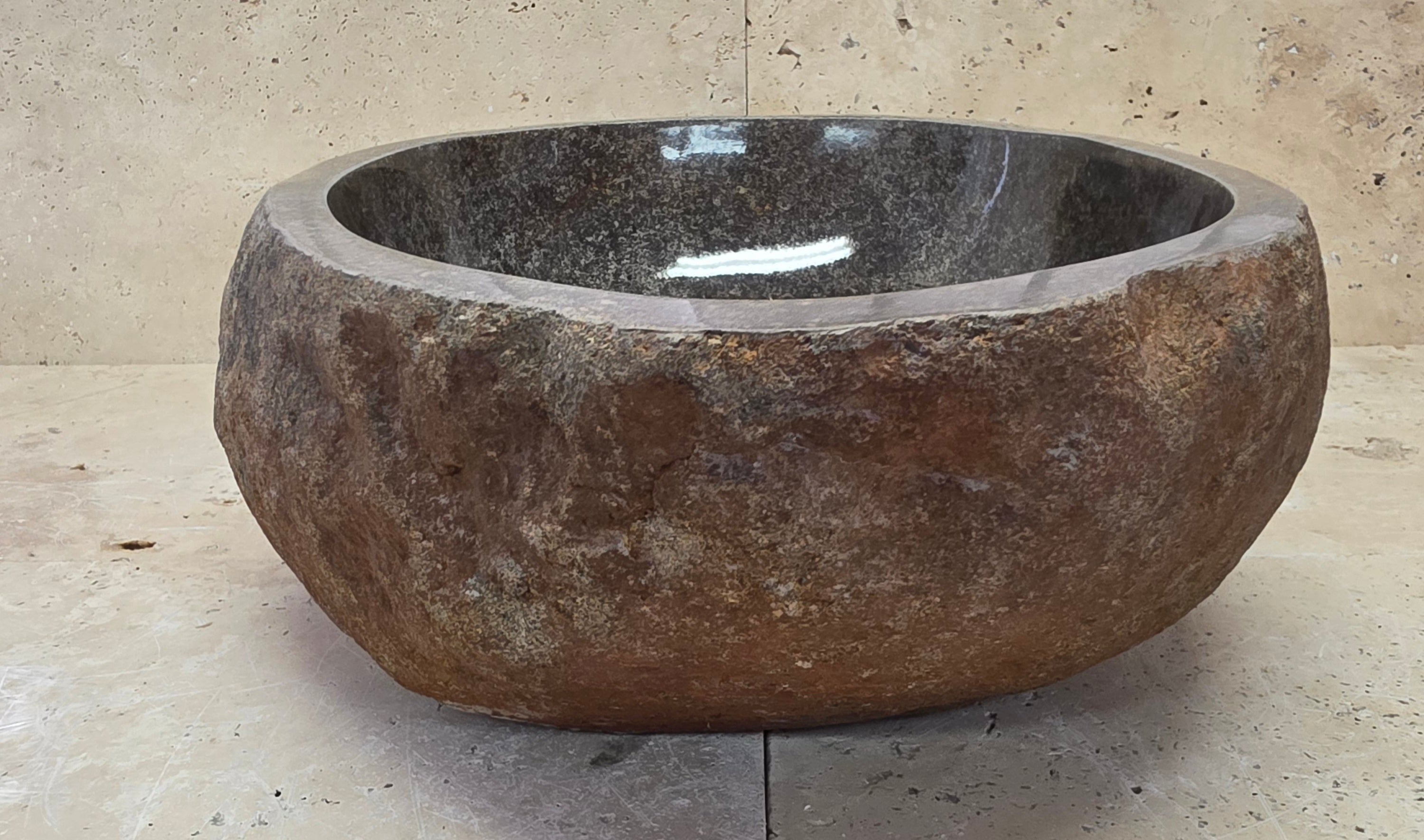 Handmade Natural Oval River Stone  Bathroom Basin  RS 25072048