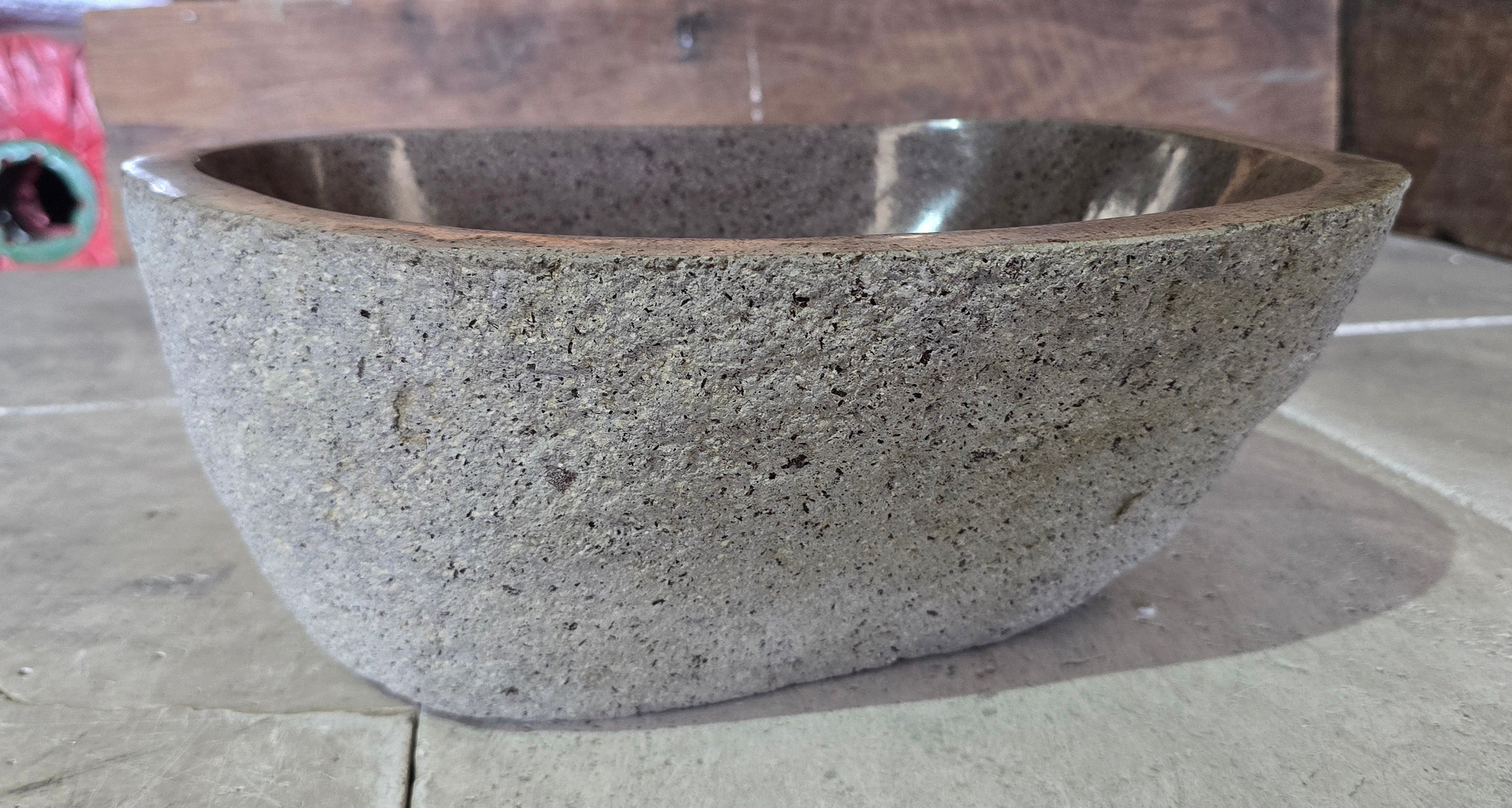 Handmade Natural Oval River Stone  Bathroom Basin  RS 2409076