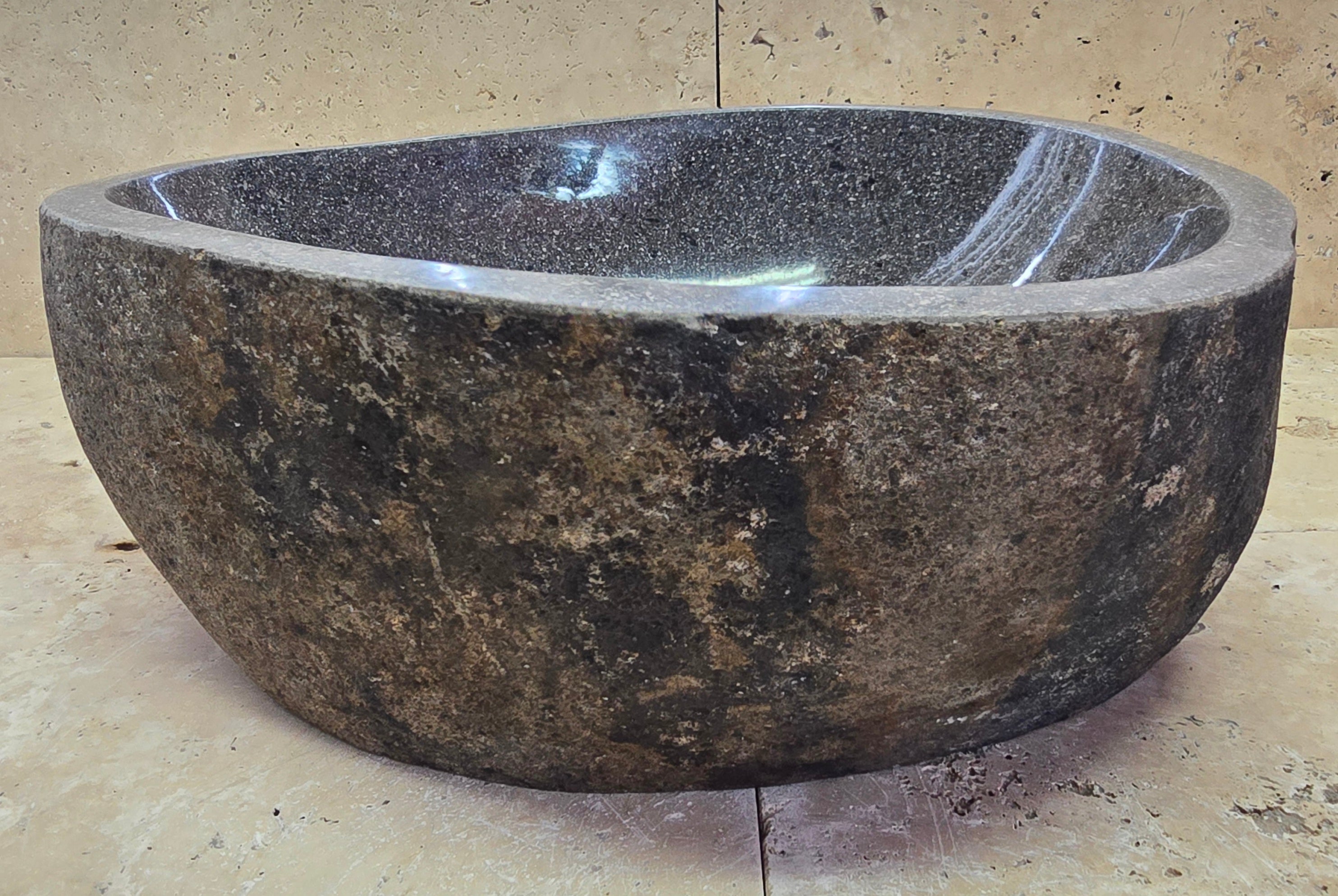 Handmade Natural Oval River Stone  Bathroom Basin  RS 2409028