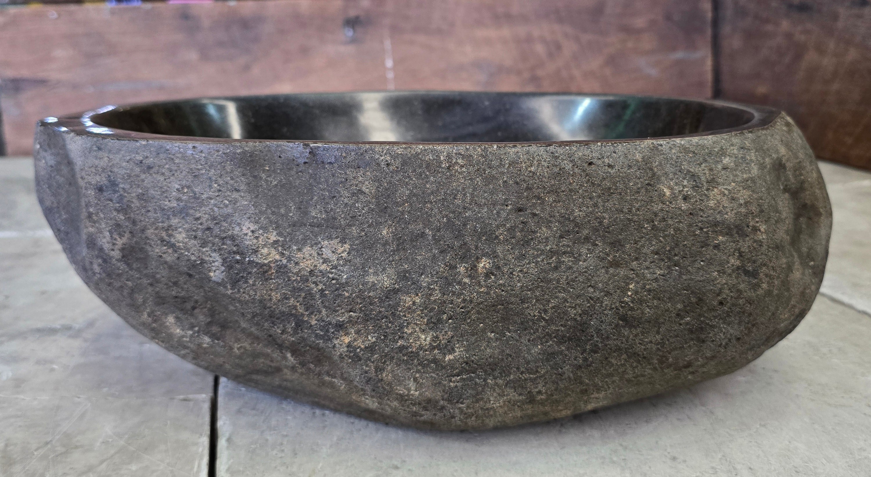 Handmade Natural Oval River Stone  Bathroom Basin  RS 2409044