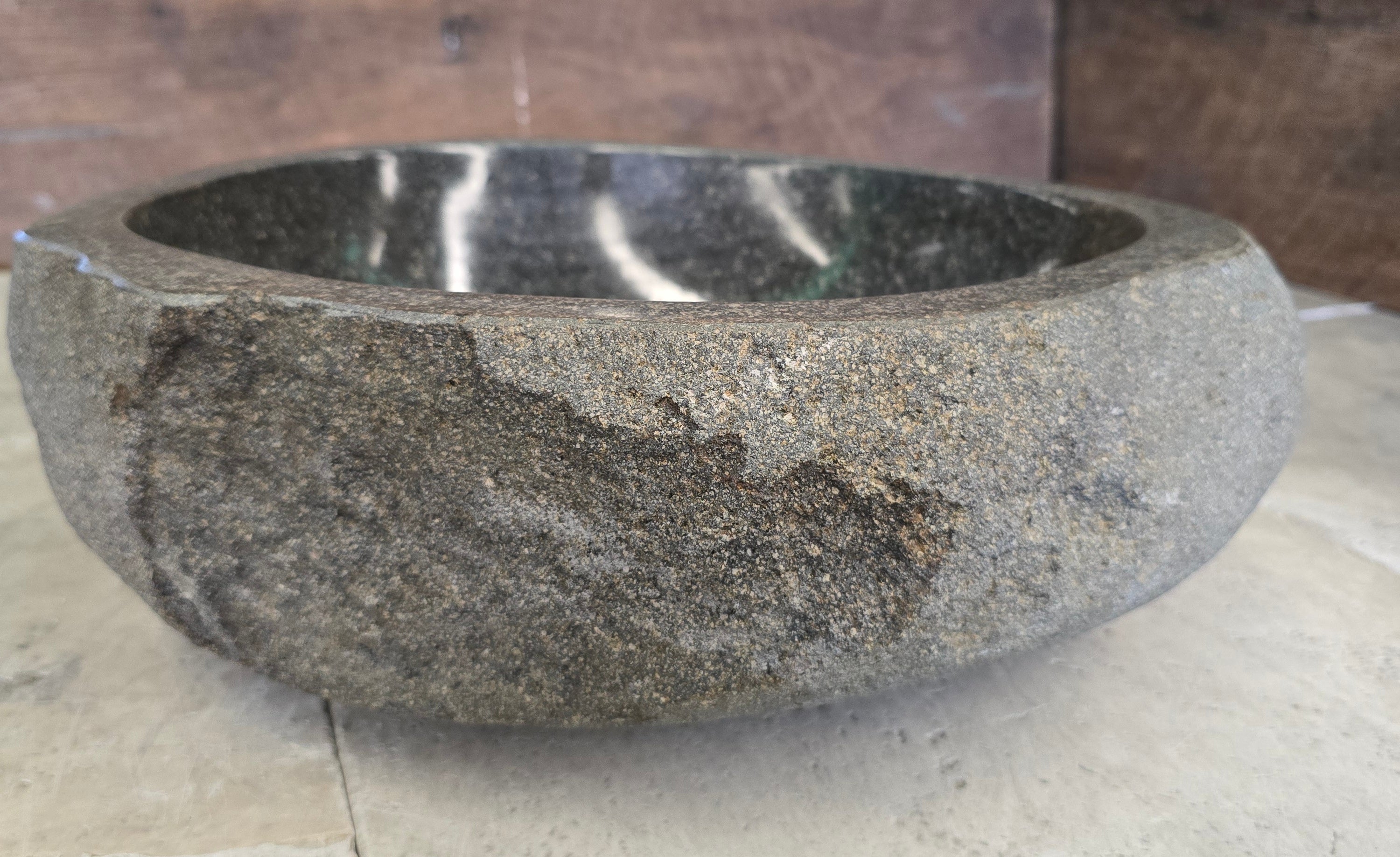 Handmade Natural Oval River Stone  Bathroom Basin  RS 2409108