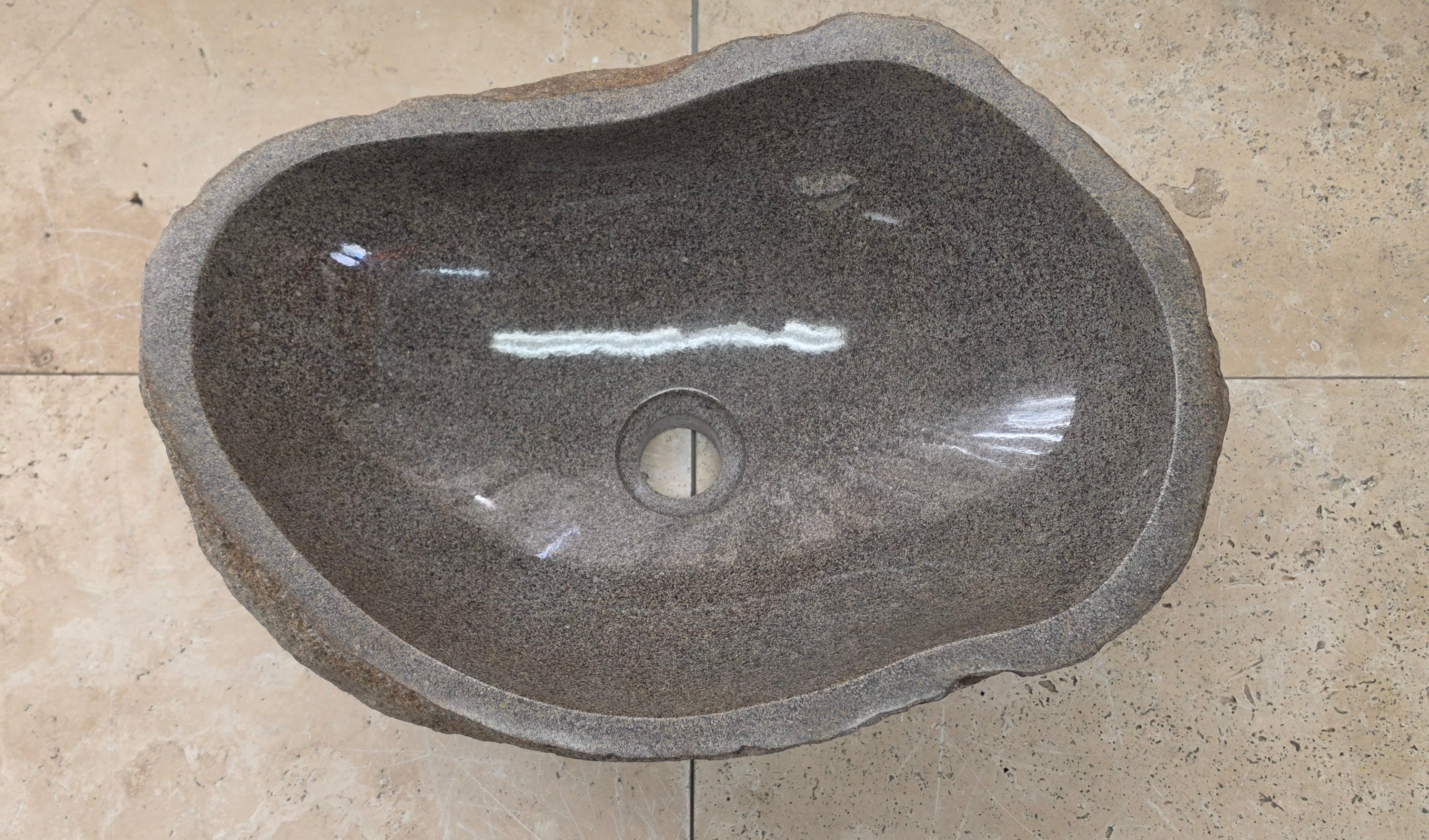 Handmade Natural Oval River Stone  Bathroom Basin  RM 25072016