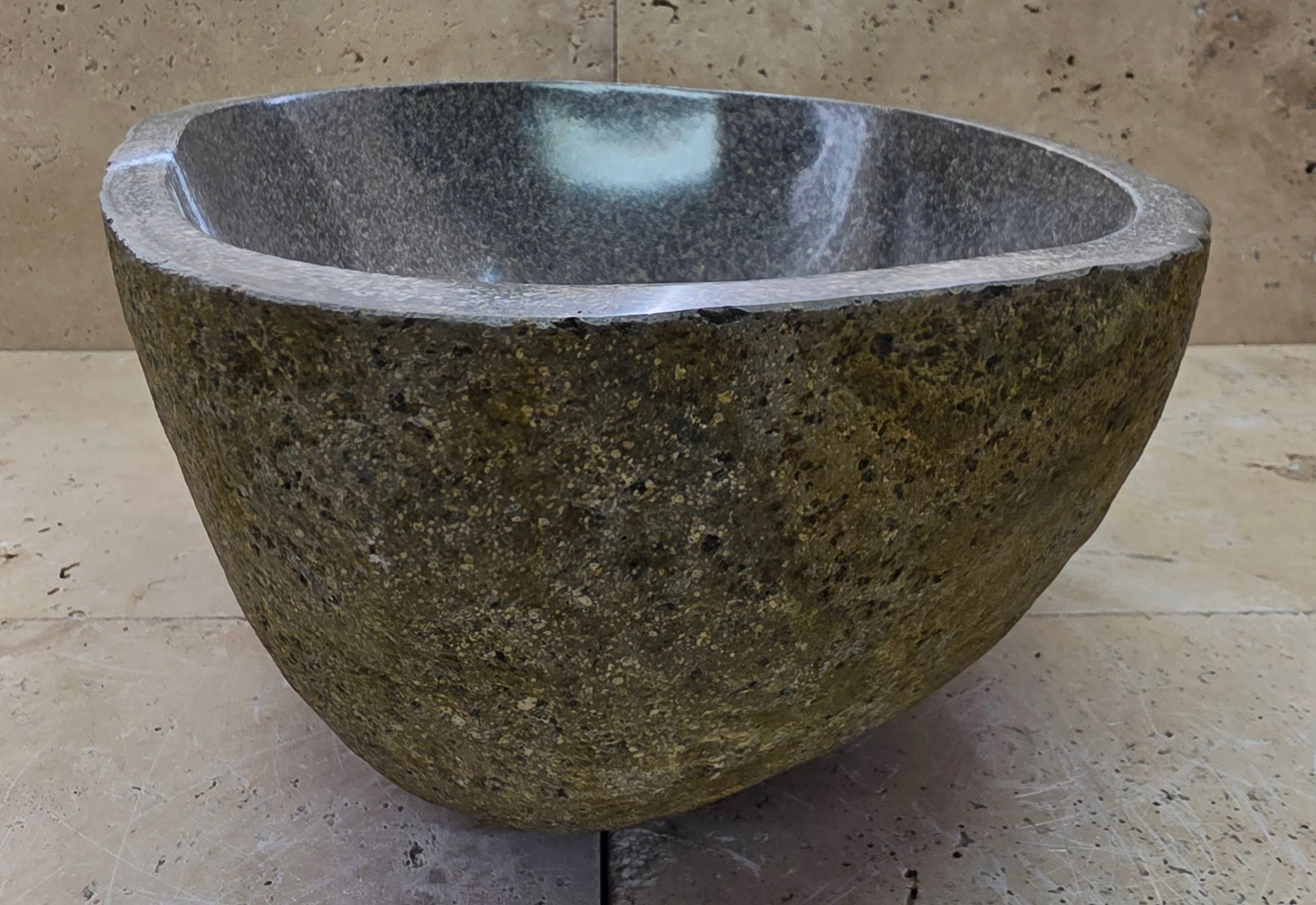 Handmade Natural Oval River Stone  Bathroom Basin  RS 2409080