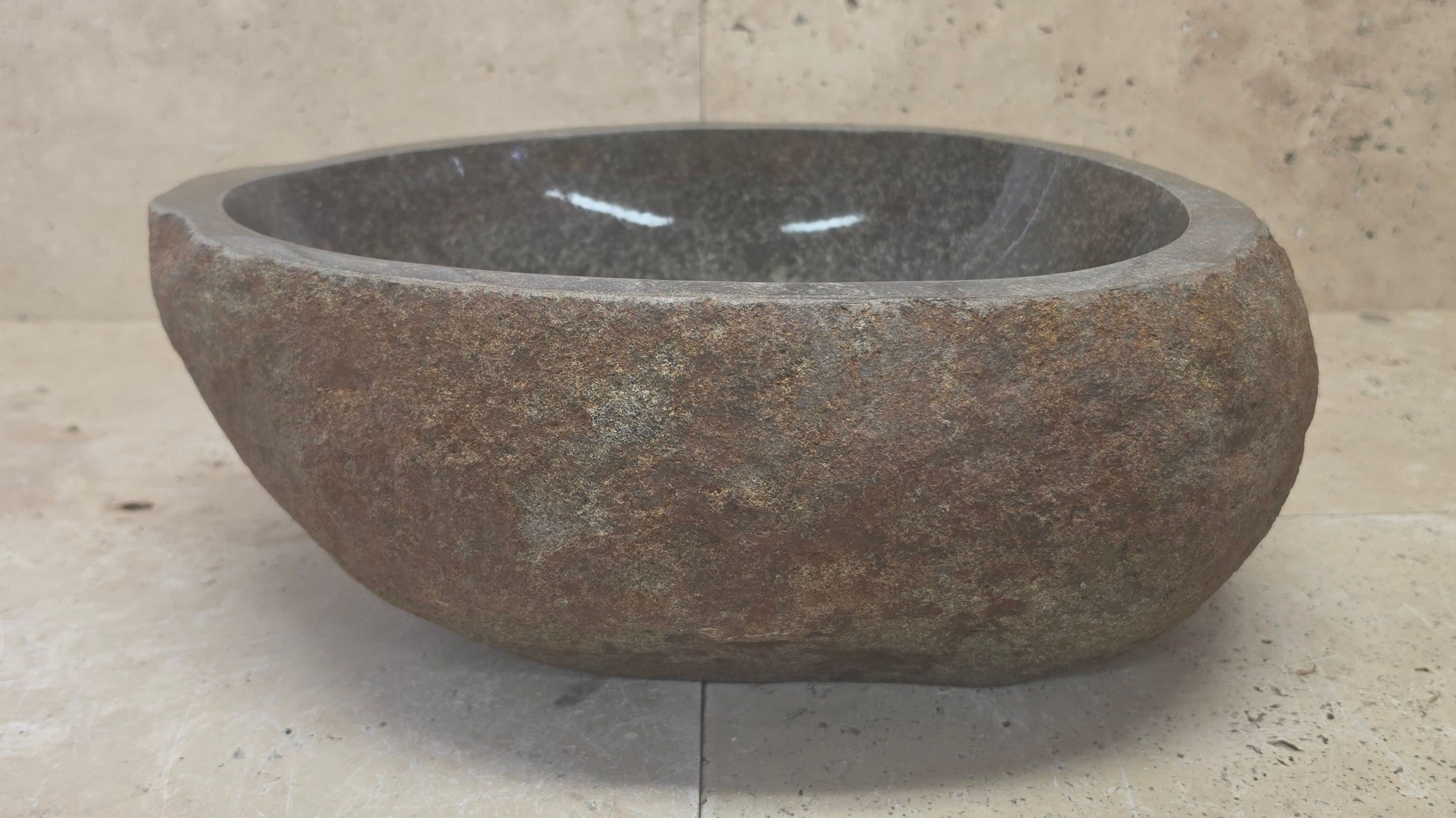 Handmade Natural Oval River Stone  Bathroom Basin  RS 25072048
