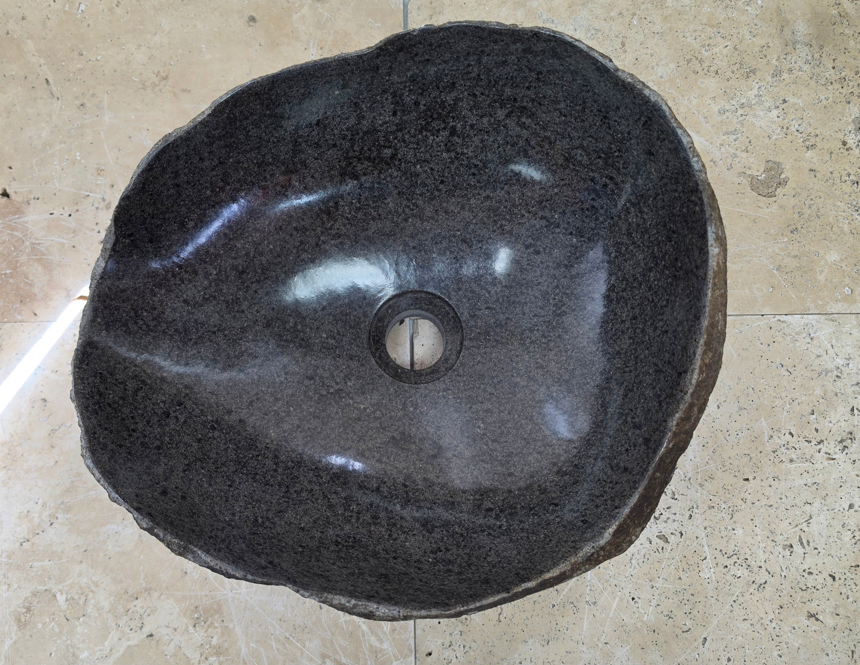 Handmade Natural Oval River Stone  Bathroom Basin  RVS 2409015