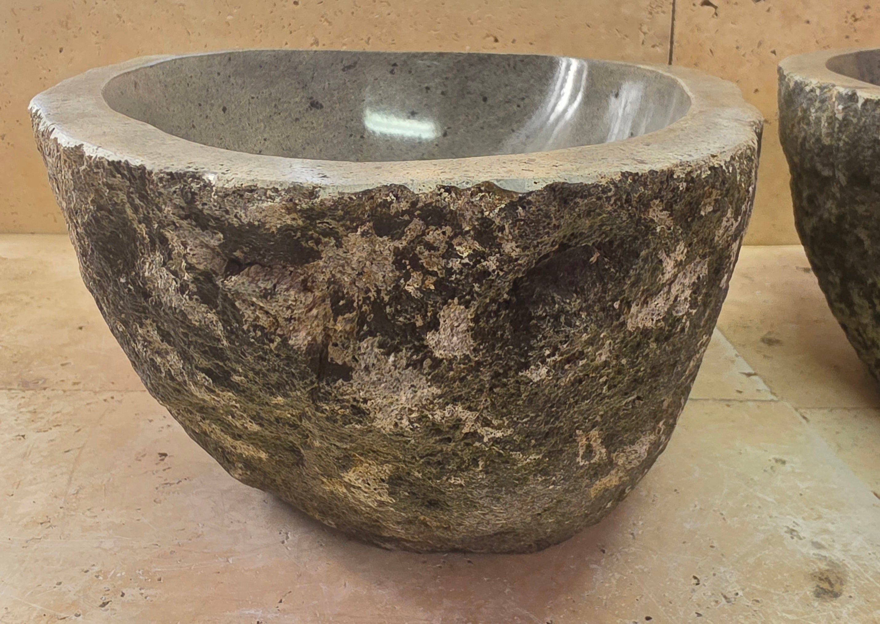 Handmade Natural Oval River Stone  Bathroom Basin TWIN SETS A & B RM 25072050