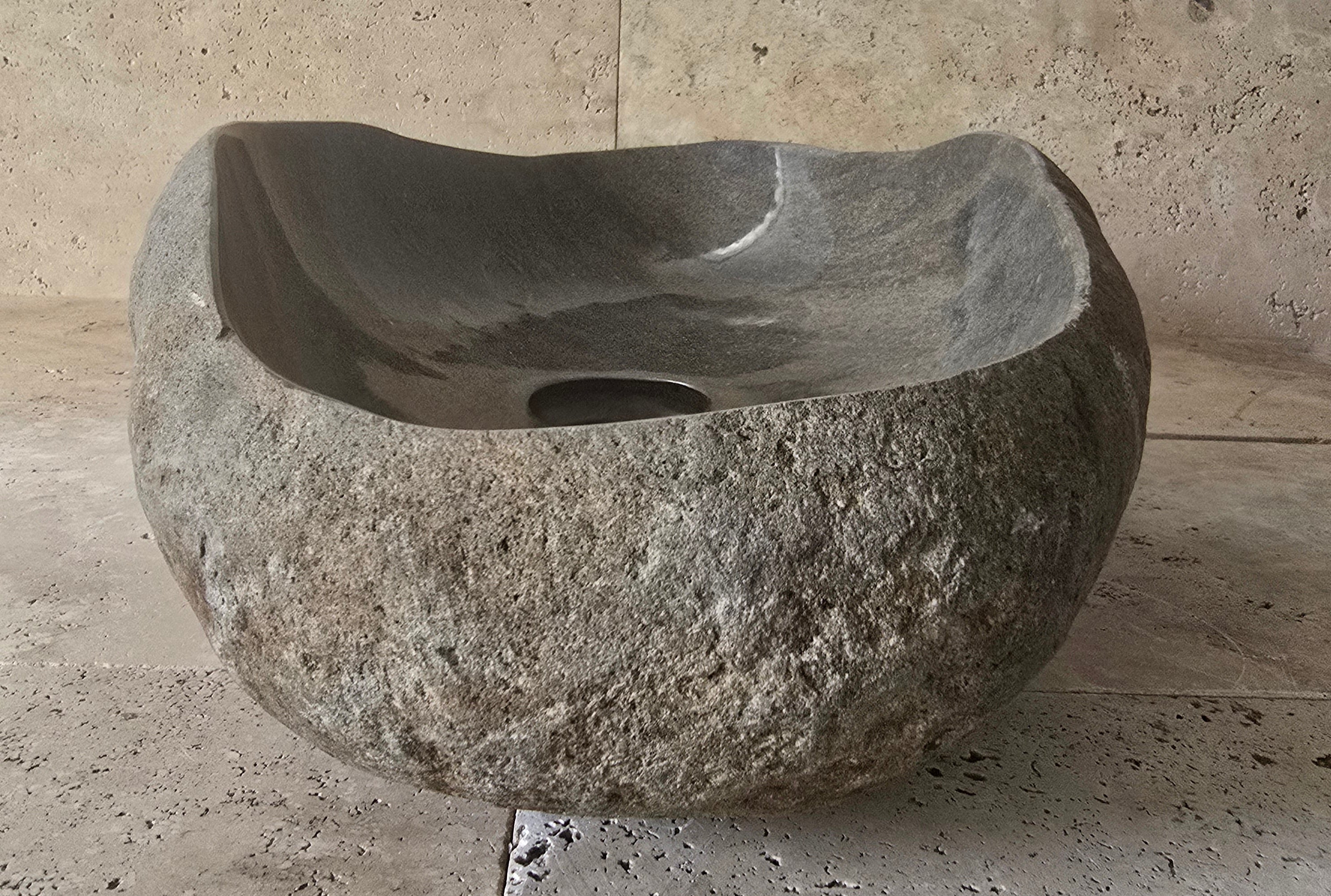 Handmade Natural Oval River Stone  Bathroom Basin  PHL 240921