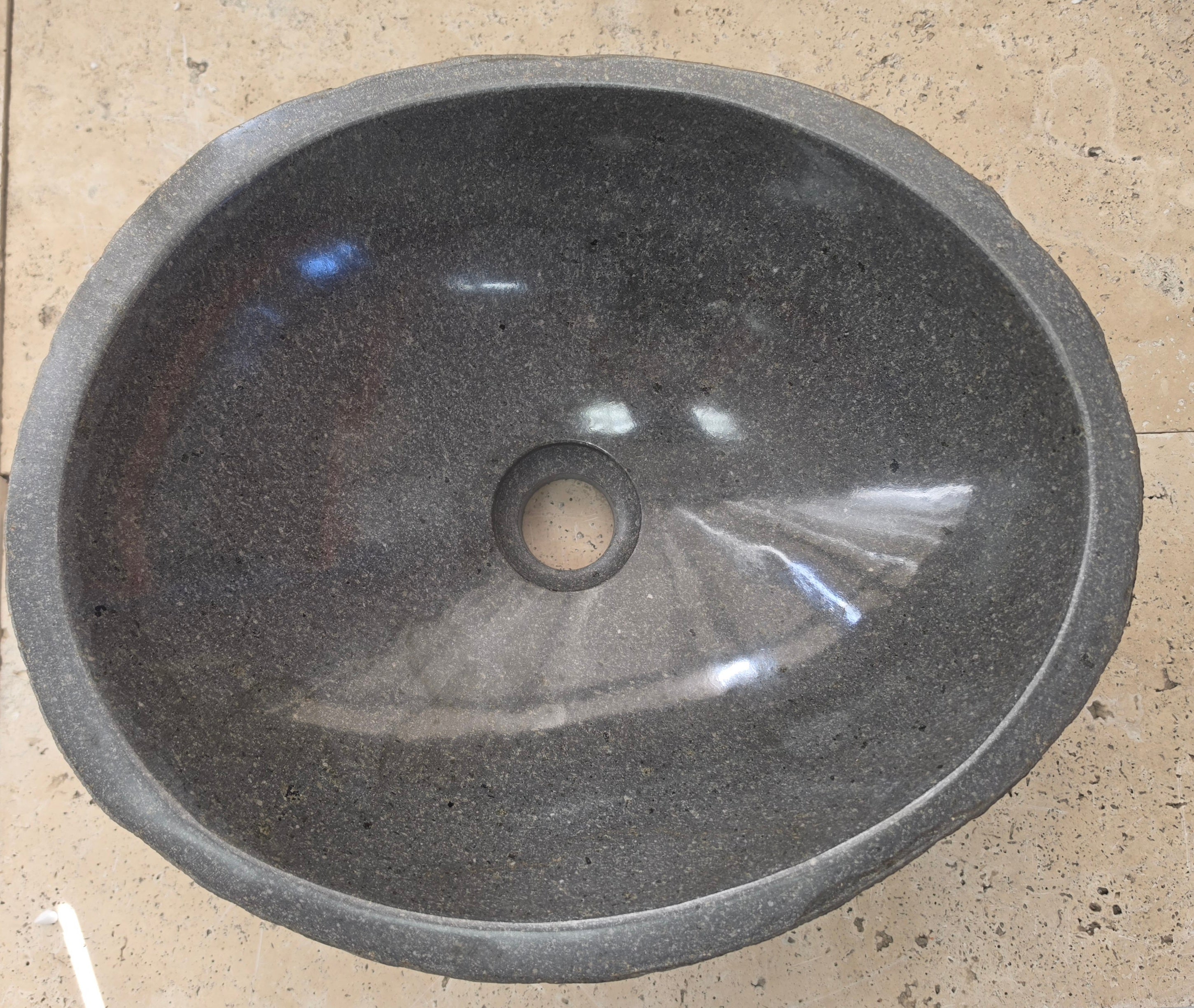 Handmade Natural Oval River Stone  Bathroom Basin  RS 2409126